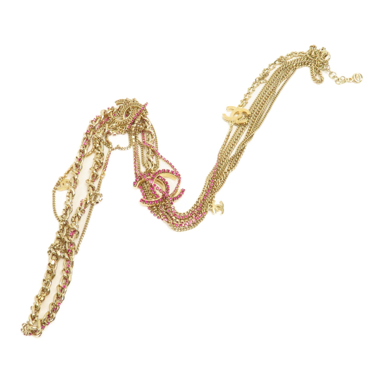 CHANEL 金屬/PVCNecklace項鍊金色/粉紅色