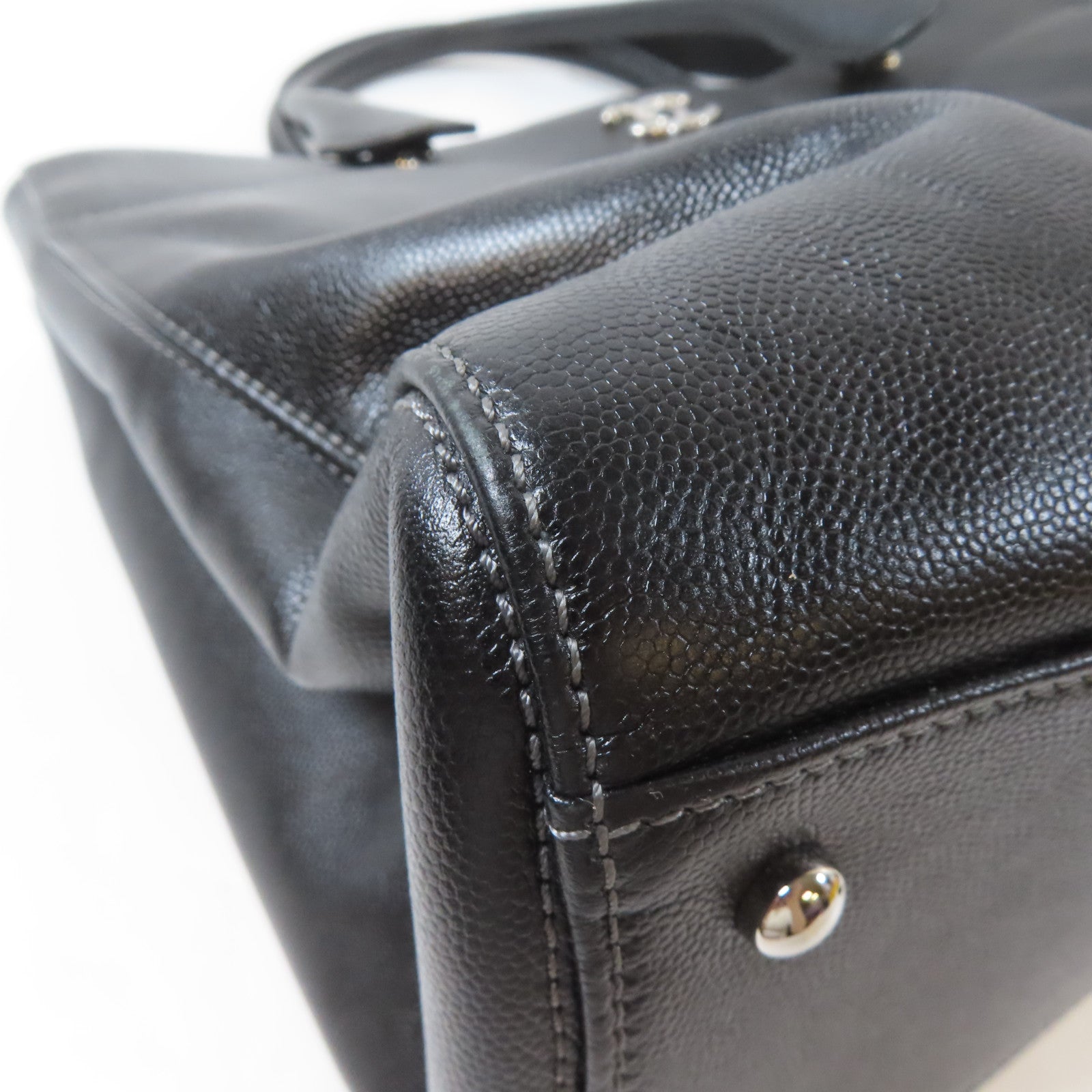 CHANEL 【激減優惠】Caviar皮革2 Way Shoulder Bag銀扣手挽肩背兩用袋黑色