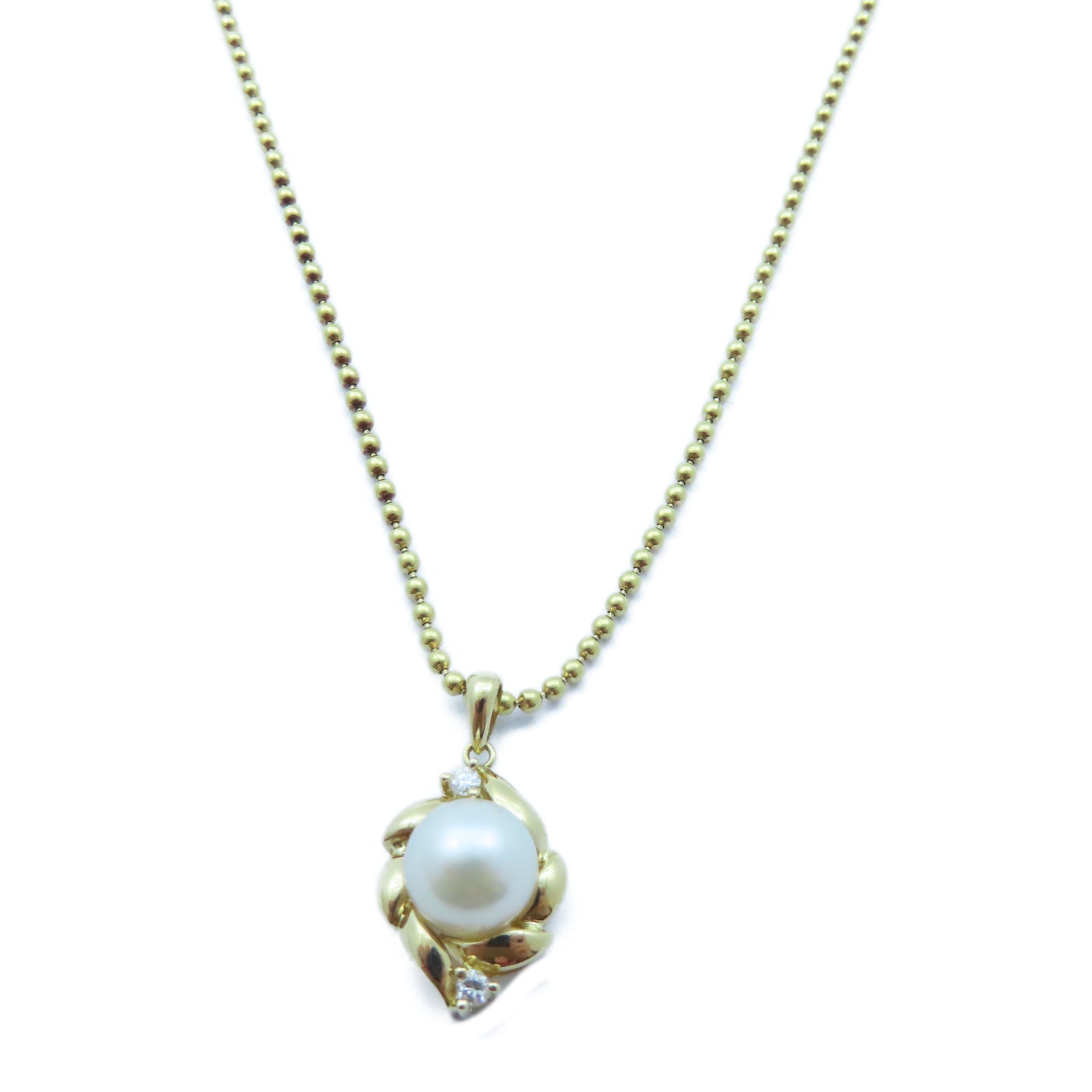 JEWELRY 【激減優惠】18K黃金Pearl/Diamond Necklace7.2g珍珠/0.06ct鑽石項鍊#40cm