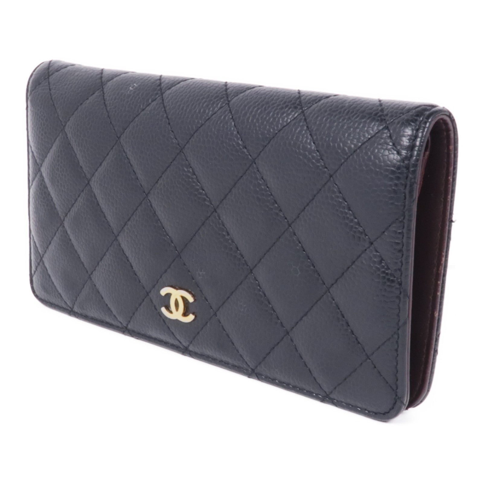 CHANEL 牛皮皮革Long Wallet金扣長錢包
