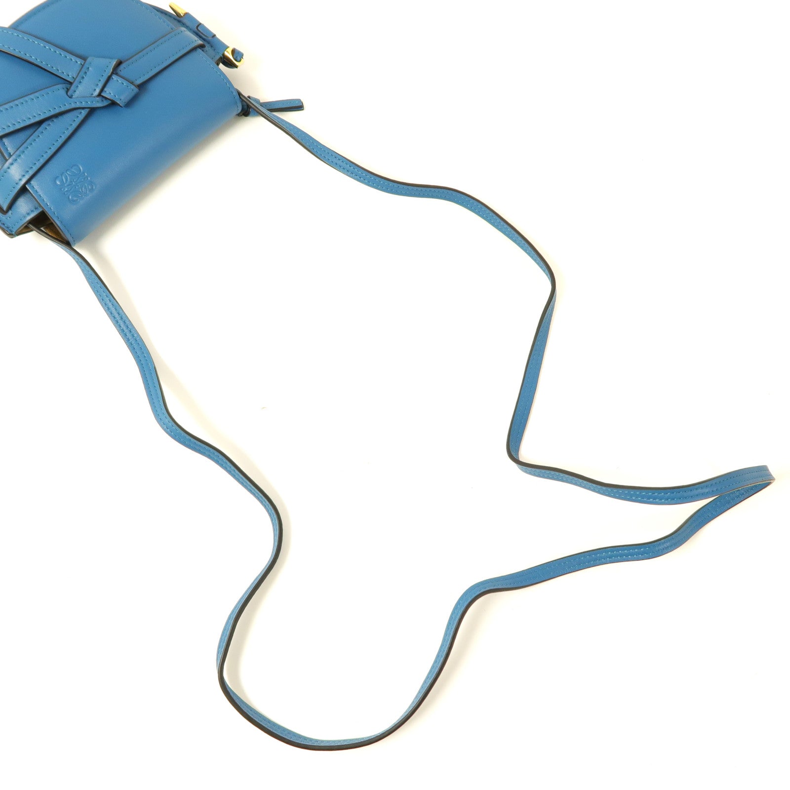 LOEWE 羊皮皮革Nano Gate金扣肩背袋