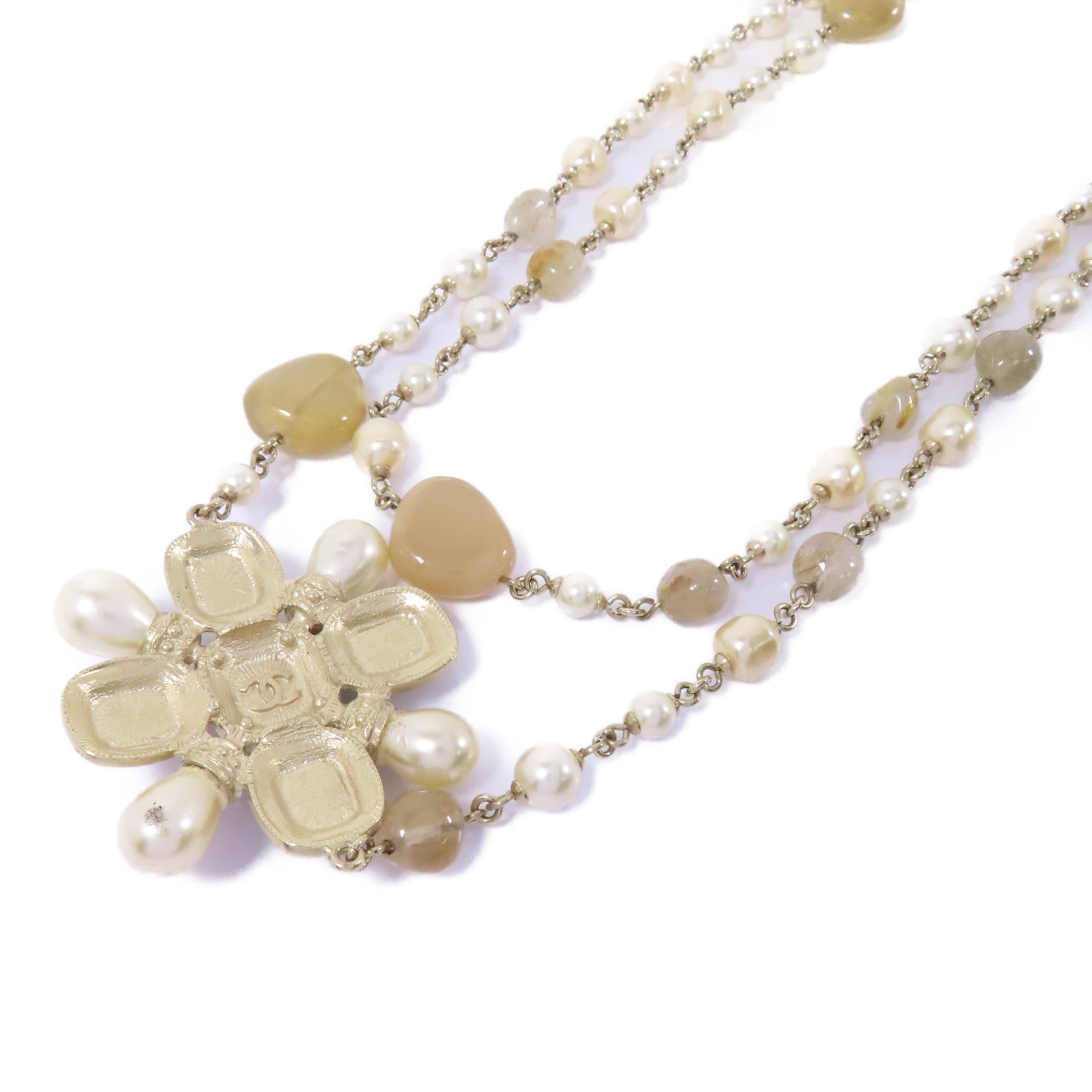 CHANEL PVC/金屬Necklace項鍊米色/金色