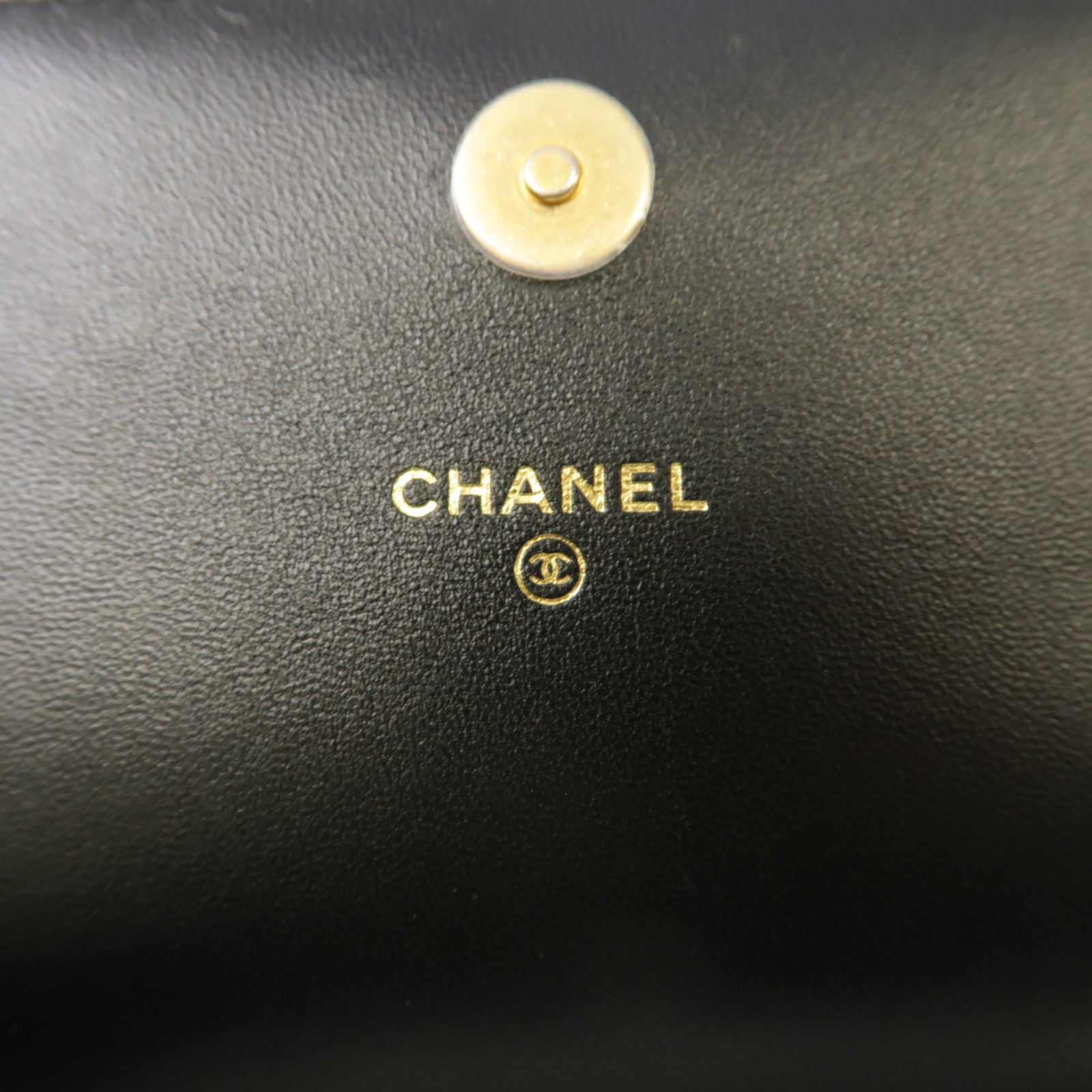 CHANEL 菱格羊皮皮革WOC Wallet On Chain Shoulder Bag金扣鏈帶肩背袋黑色