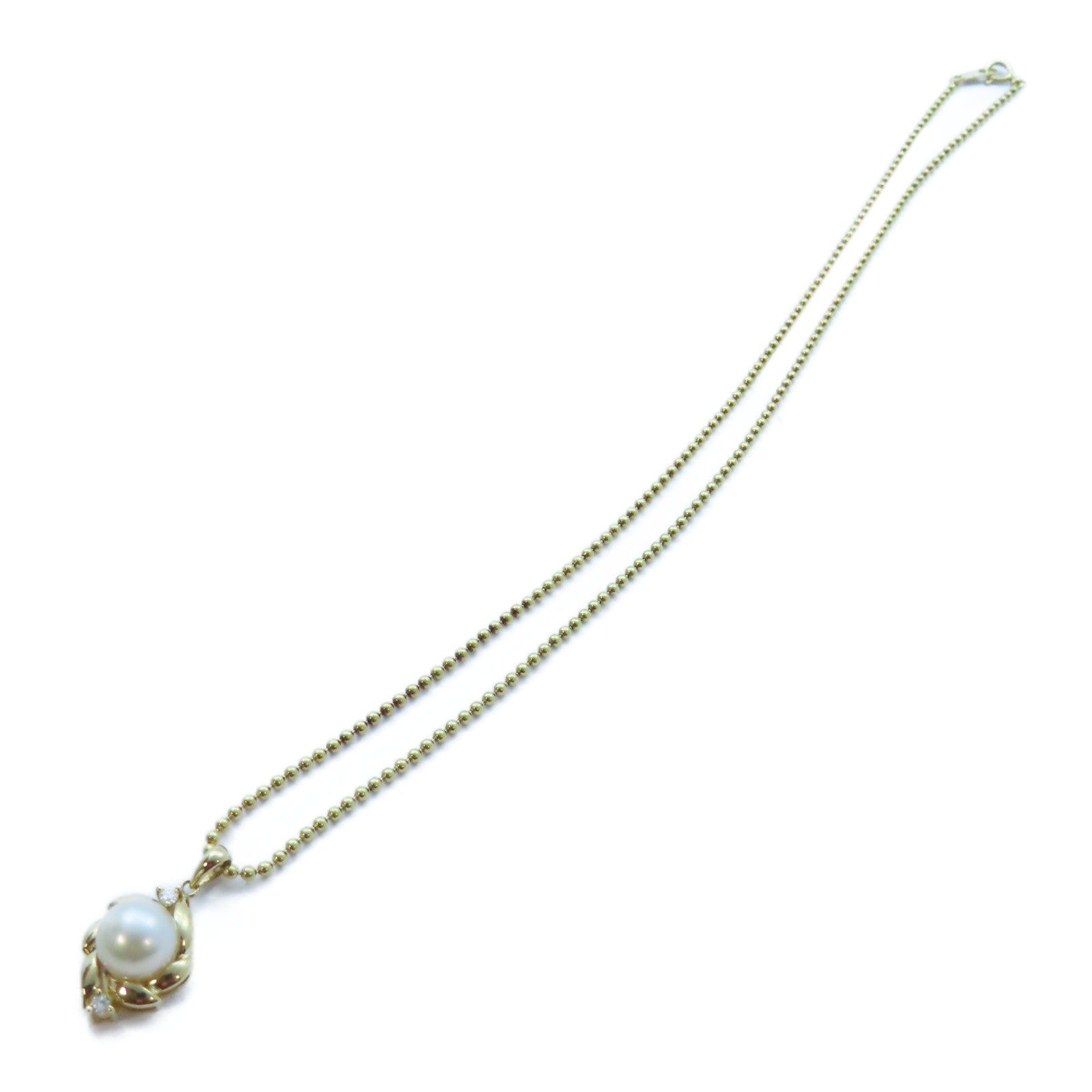 JEWELRY 【激減優惠】18K黃金Pearl/Diamond Necklace7.2g珍珠/0.06ct鑽石項鍊#40cm