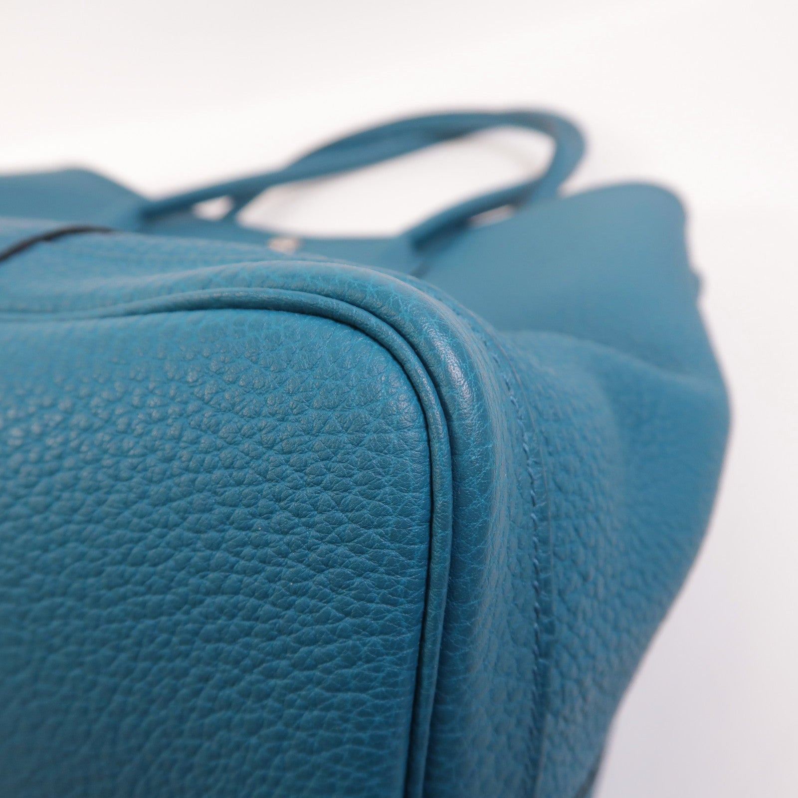 HERMES Negonda皮革Garden Party PM銀扣手挽袋Bleu Izmir