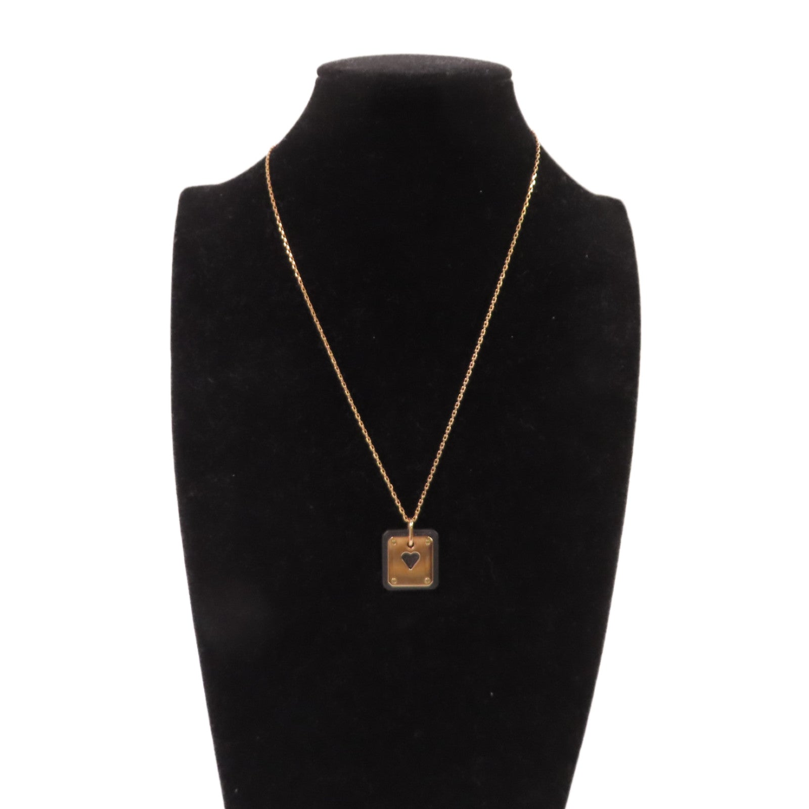 HERMES 金屬/Sweift皮革AS Decoeur Pendant Necklace金扣項鏈黑色/金色