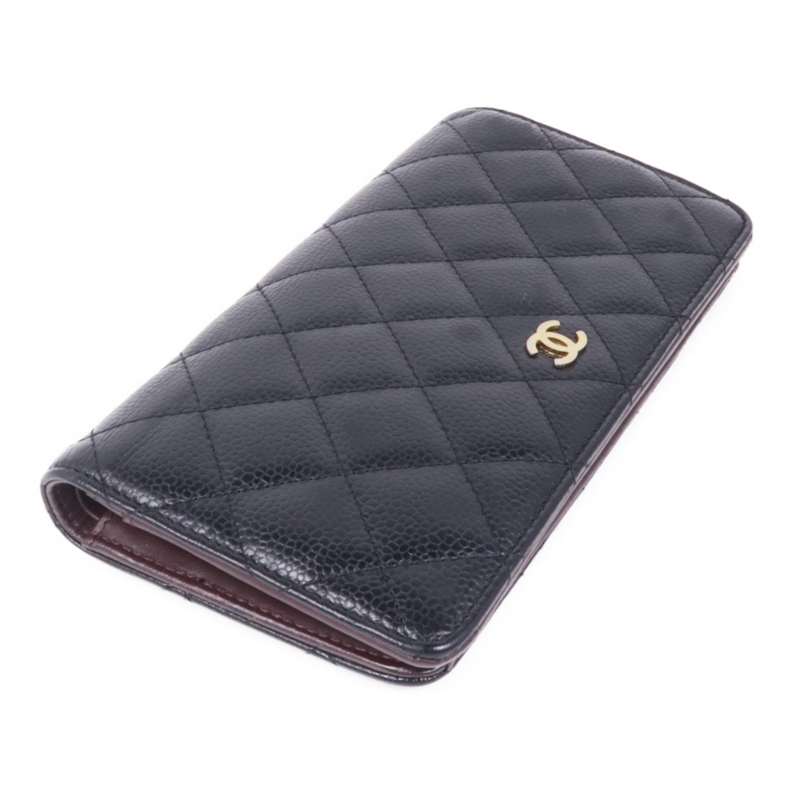 CHANEL 牛皮皮革Long Wallet金扣長錢包