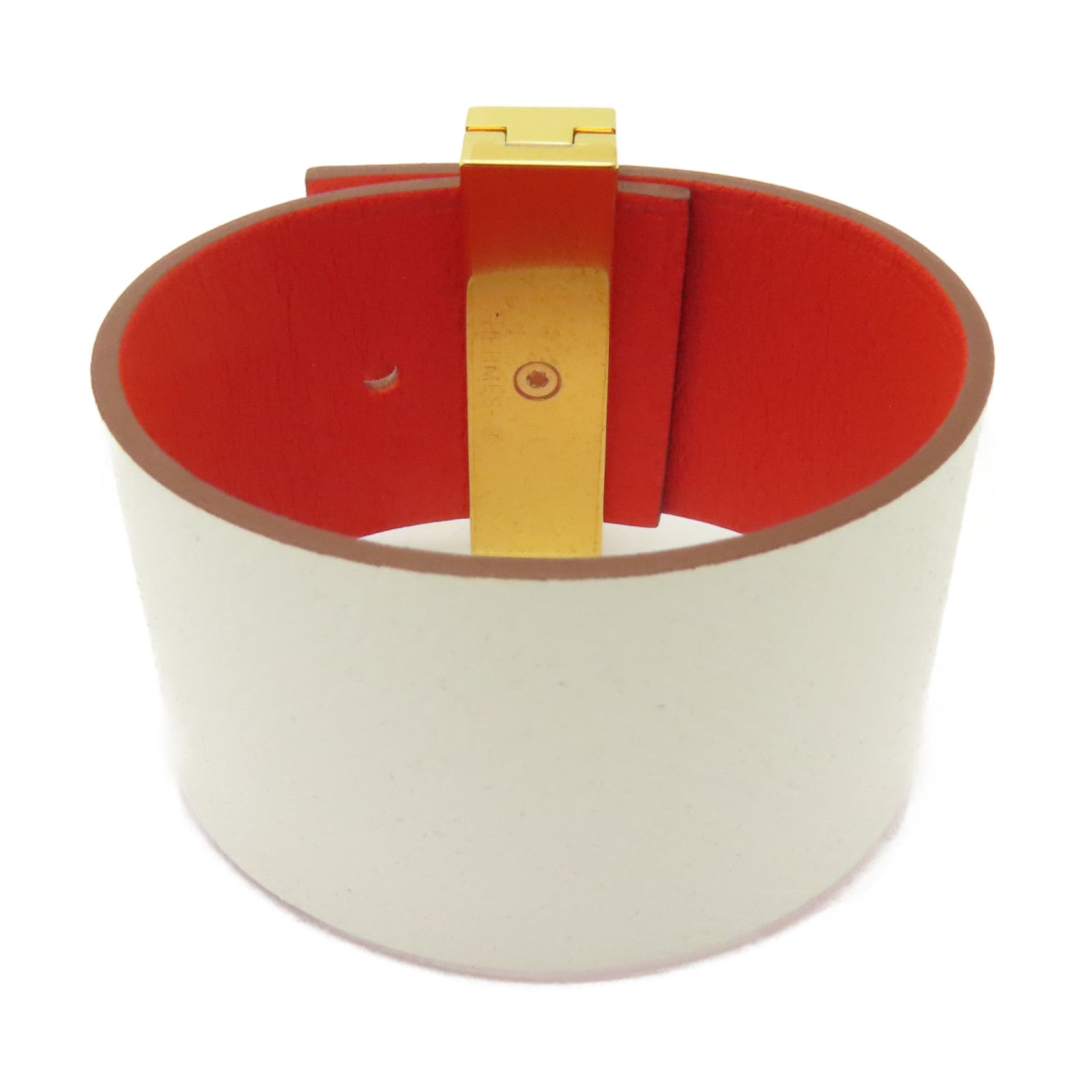 HERMES 【激減優惠】Epsom皮革/Swift皮革Bracelet金扣手鐲白色/橙色
