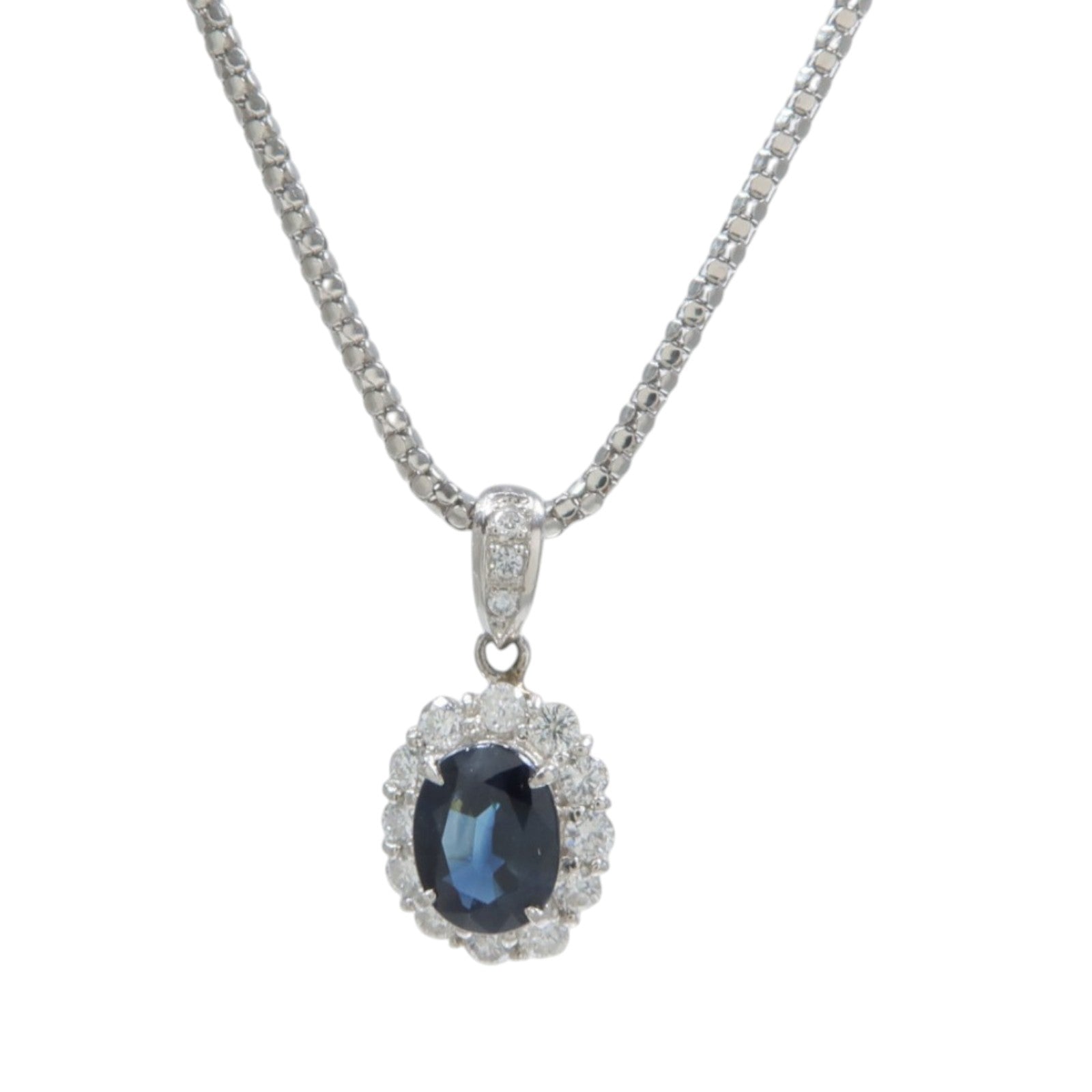 JEWELRY PT850鉑金Sapphire Diamond Necklace藍寶石/鑽石項鍊
