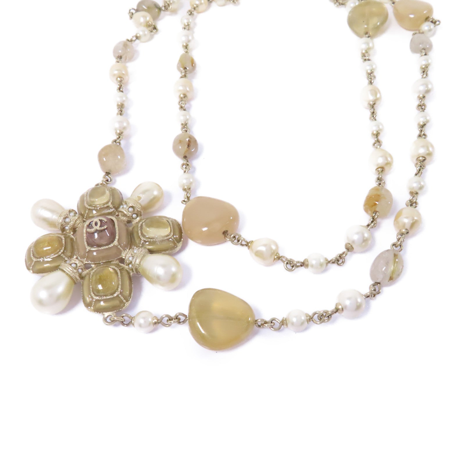 CHANEL PVC/金屬Necklace項鍊米色/金色