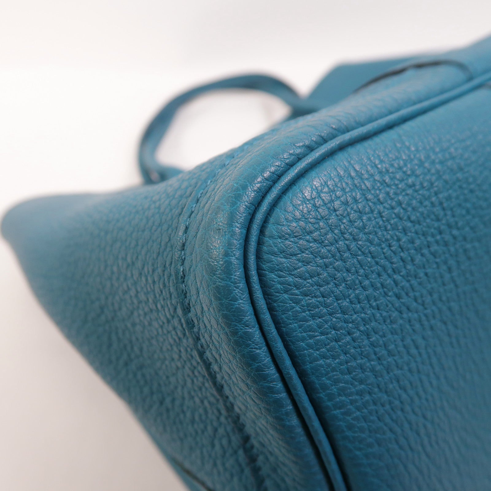 HERMES Negonda皮革Garden Party PM銀扣手挽袋Bleu Izmir