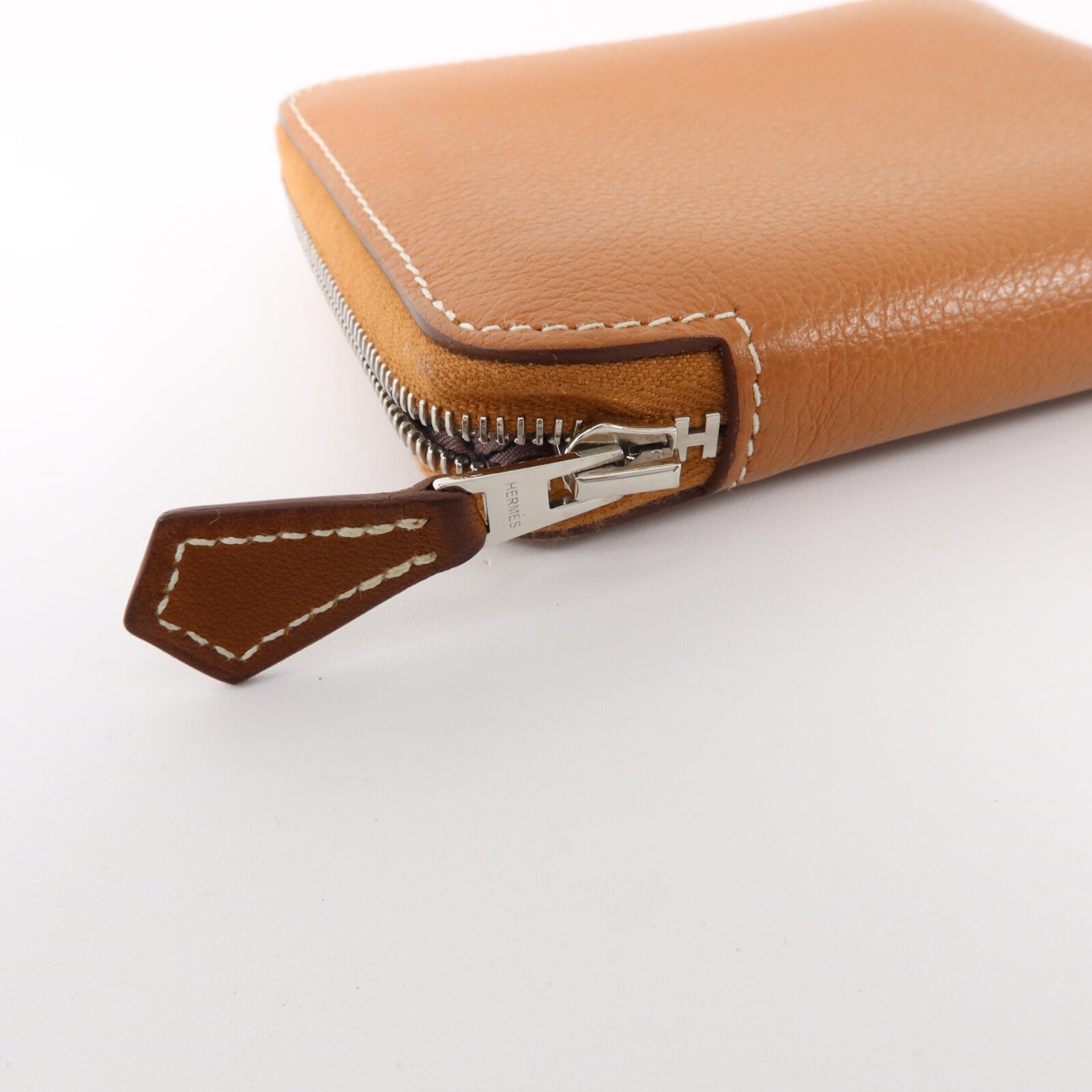 HERMES Evercolor皮革Silk In Compact銀扣錢包Gold