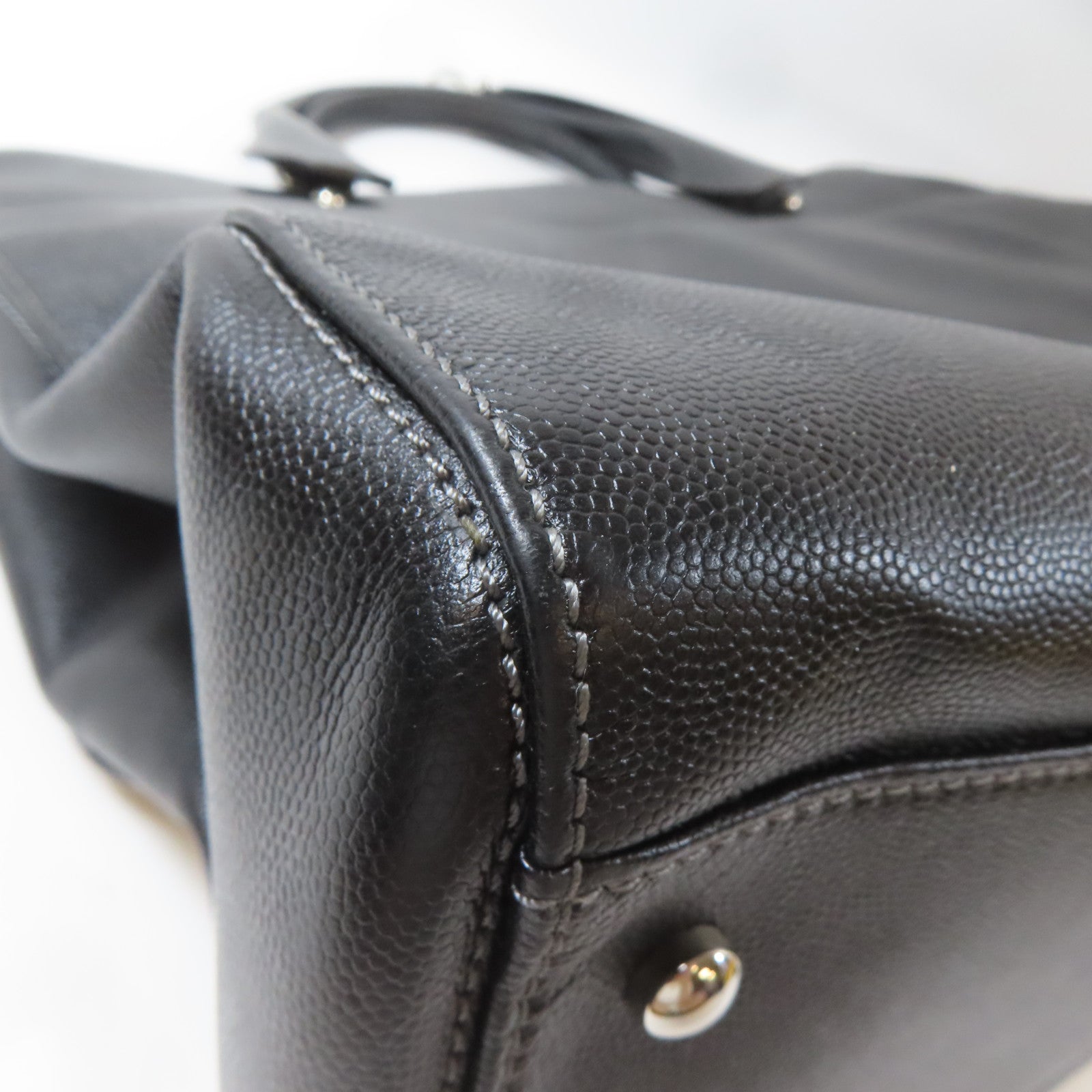 CHANEL 【激減優惠】Caviar皮革2 Way Shoulder Bag銀扣手挽肩背兩用袋黑色