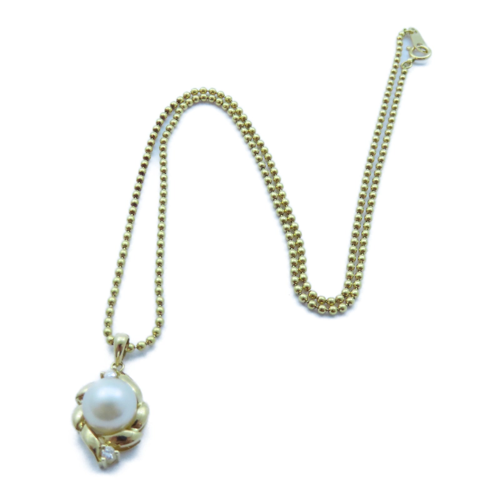 JEWELRY 【激減優惠】18K黃金Pearl/Diamond Necklace7.2g珍珠/0.06ct鑽石項鍊#40cm