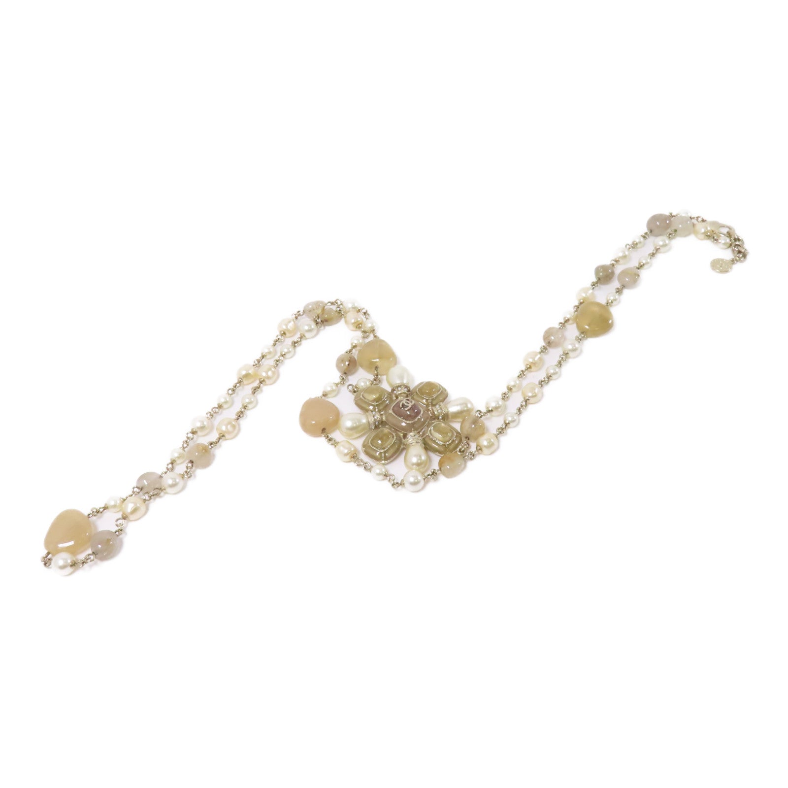 CHANEL PVC/金屬Necklace項鍊米色/金色