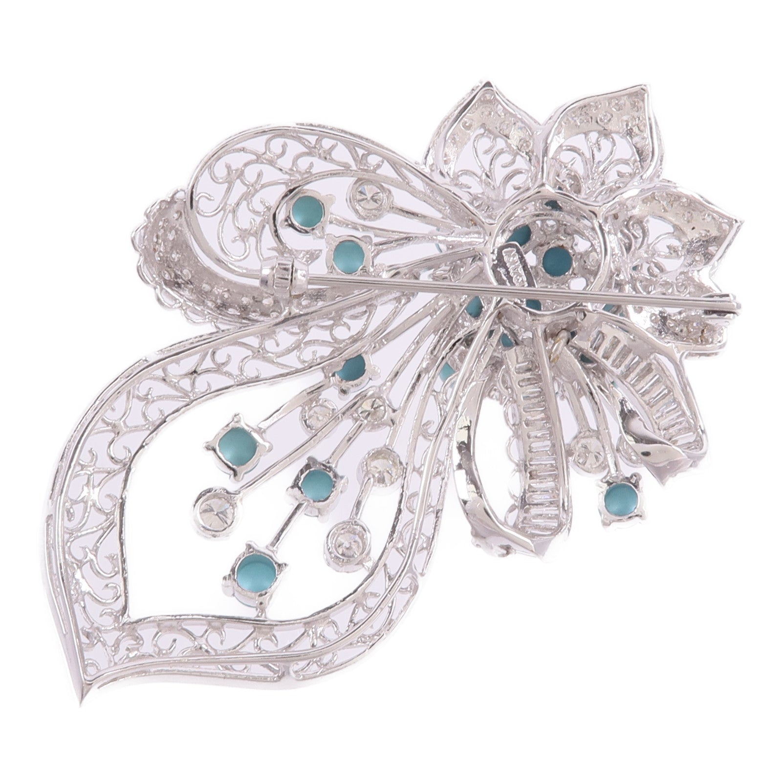 JEWELRY 18K白金Turquoise Diamond Brooch綠松石/鑽石胸針