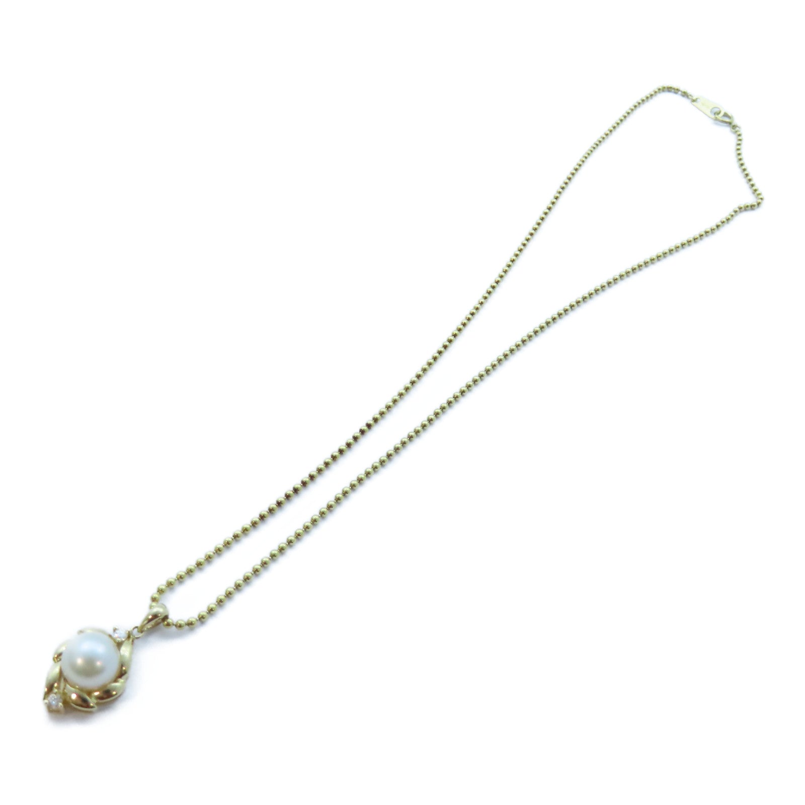 JEWELRY 【激減優惠】18K黃金Pearl/Diamond Necklace7.2g珍珠/0.06ct鑽石項鍊#40cm