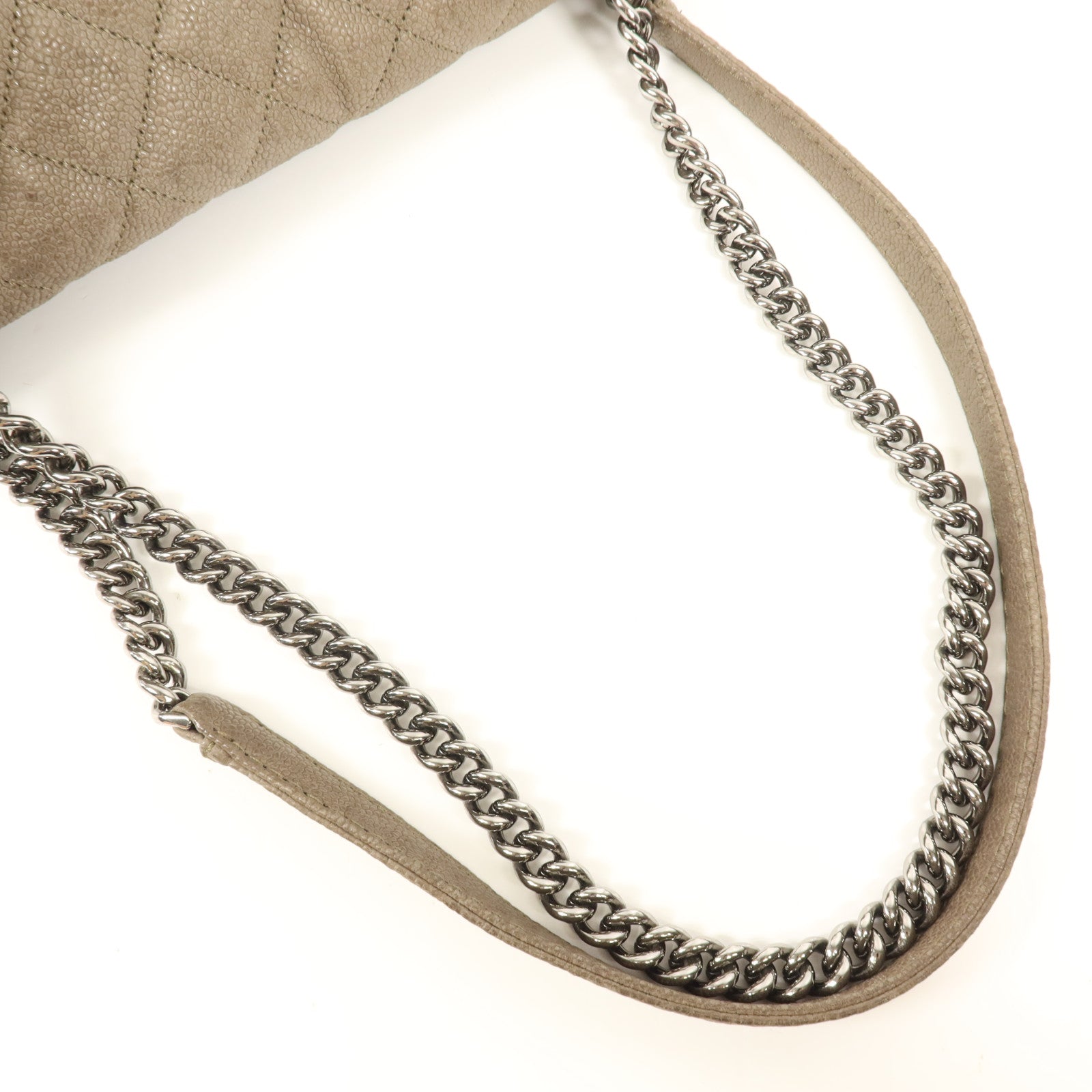 CHANEL 牛皮皮革Shoulder Bag銀扣肩背袋