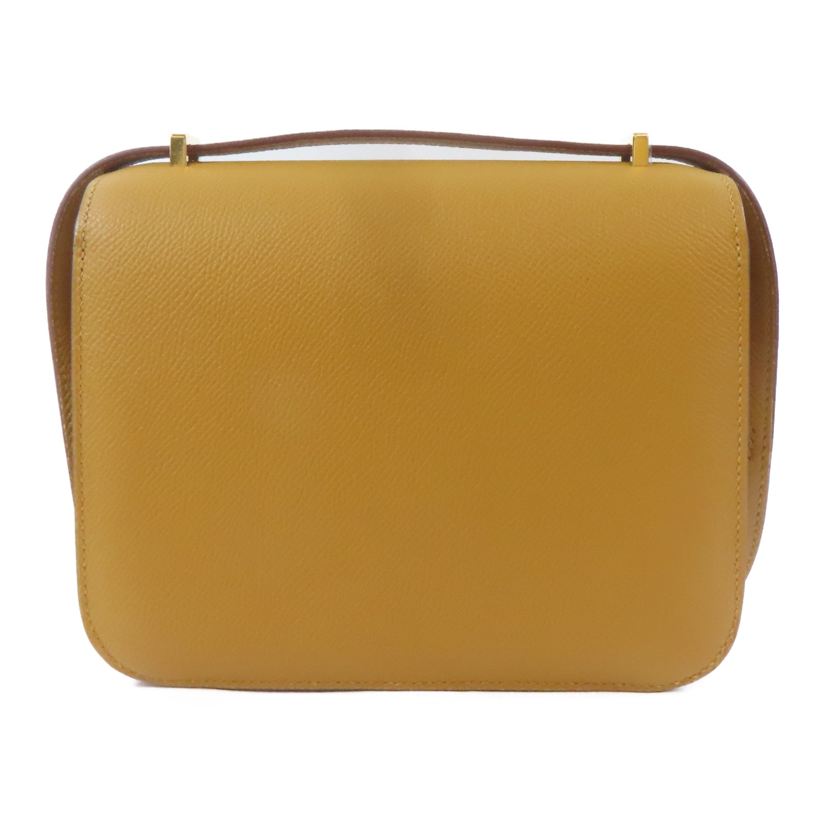 HERMES Epsom皮革Constance Mini金扣肩背袋Sesame/淺啡色