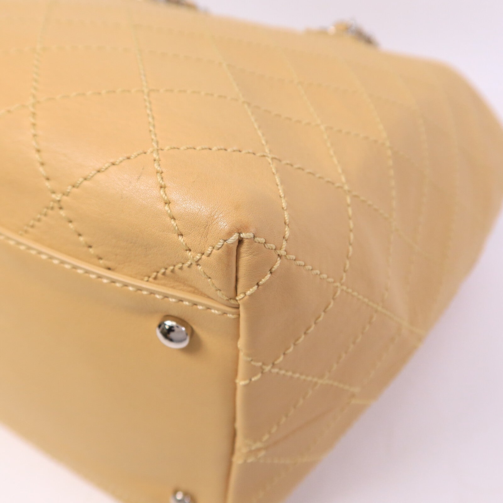 CHANEL 牛皮皮革Tote Bag鏈帶手挽袋