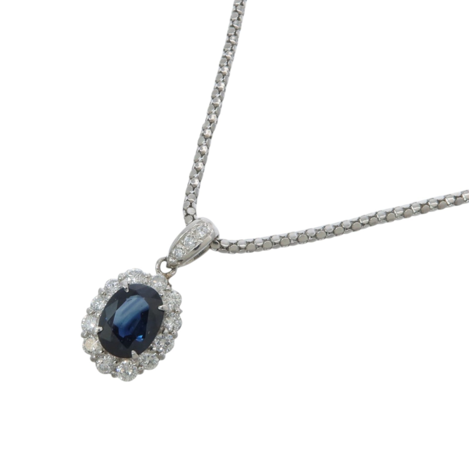 JEWELRY PT850鉑金Sapphire Diamond Necklace藍寶石/鑽石項鍊