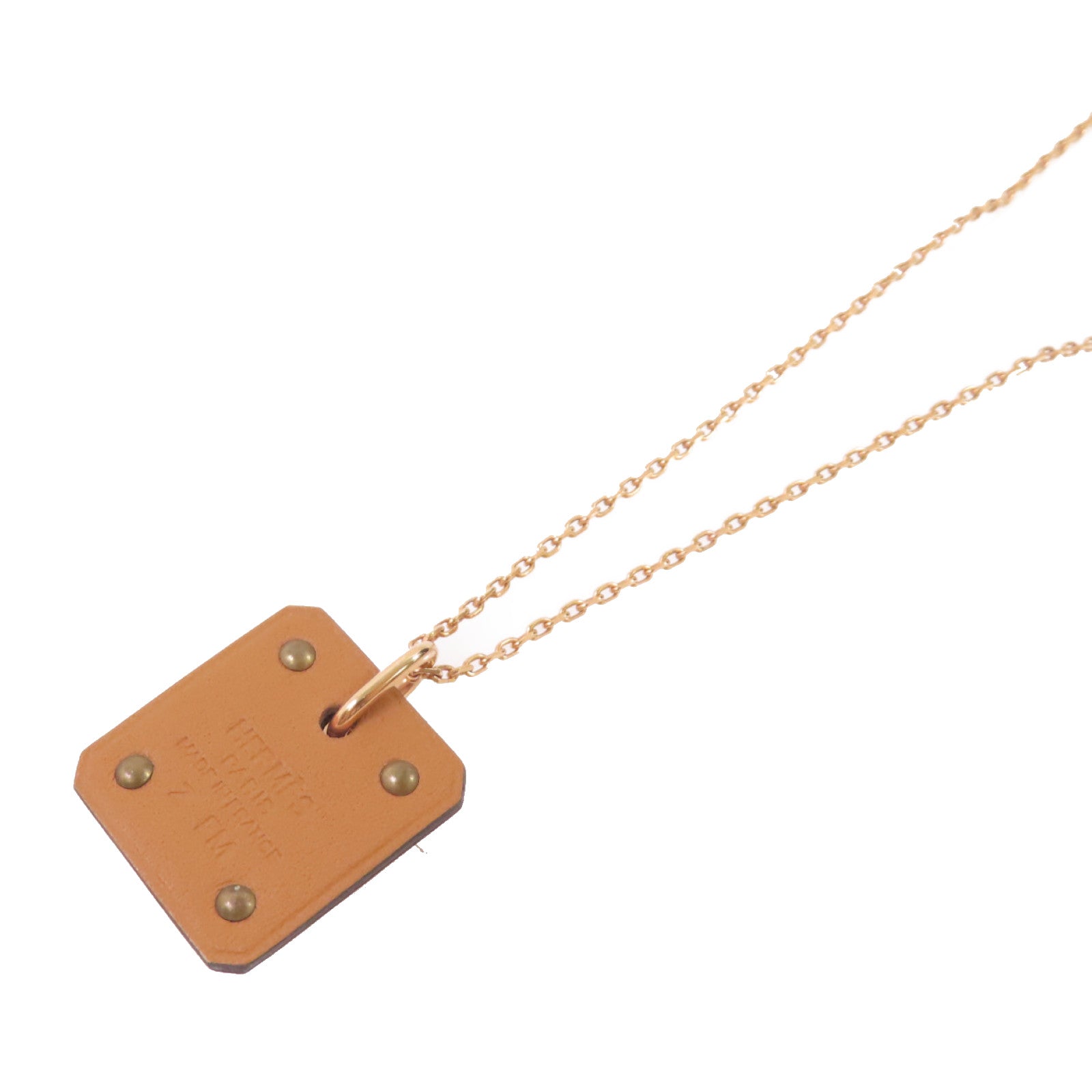 HERMES 金屬/Sweift皮革AS Decoeur Pendant Necklace金扣項鏈黑色/金色