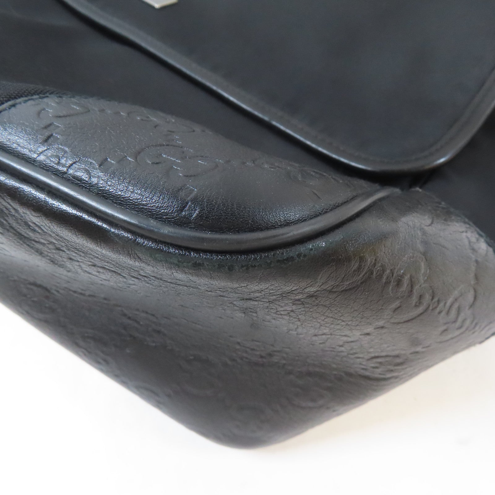 GUCCI 尼龍Shoulder Bag銀扣肩背袋黑色