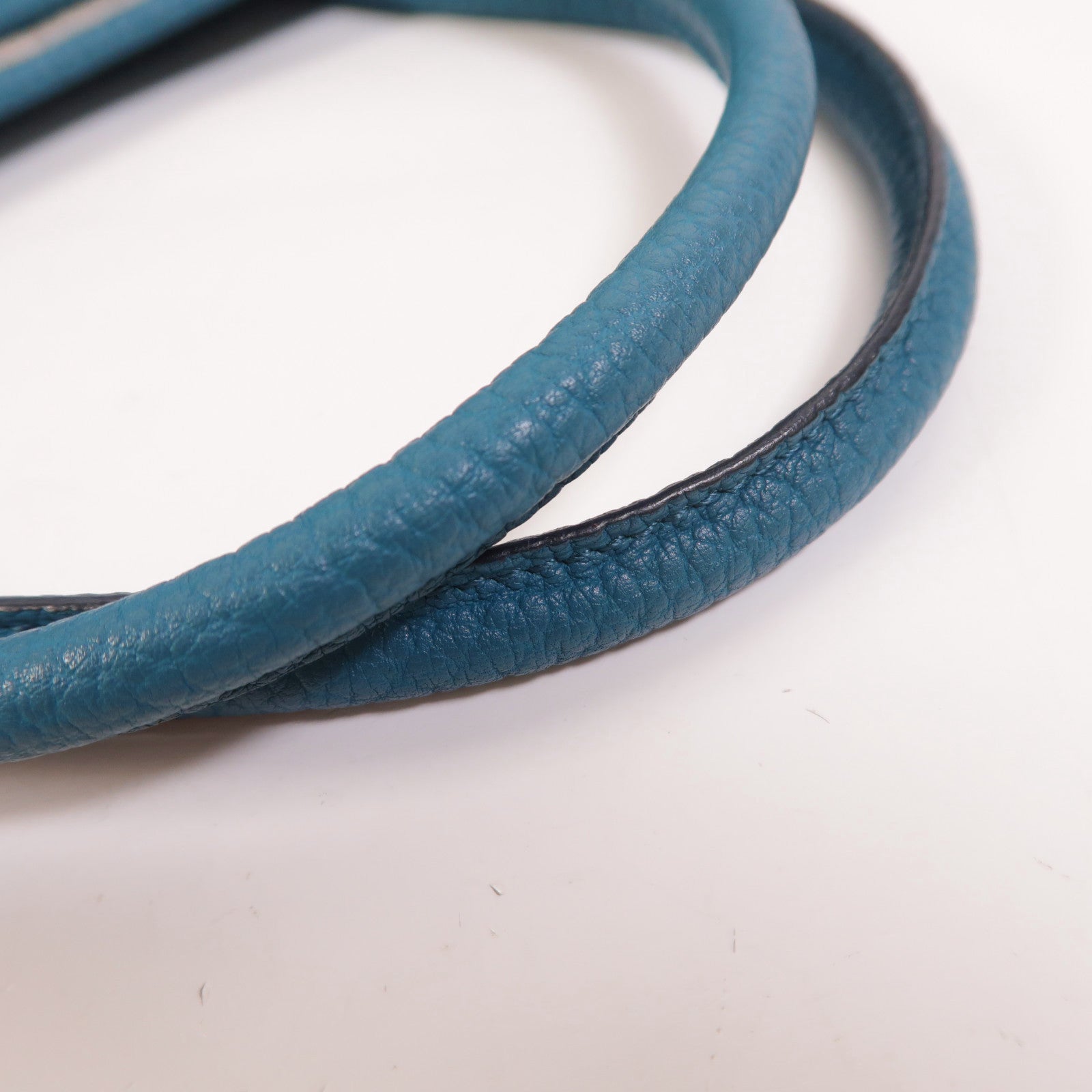 HERMES Negonda皮革Garden Party PM銀扣手挽袋Bleu Izmir