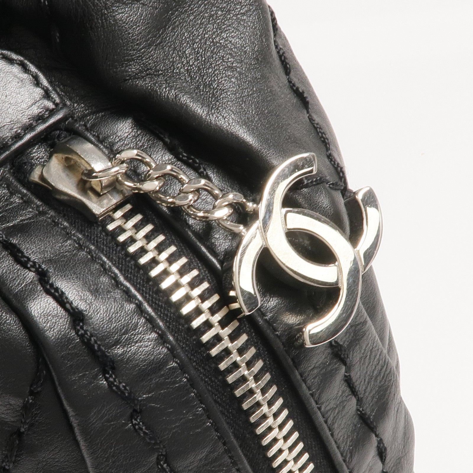 CHANEL 牛皮皮革Handbag銀扣手挽袋