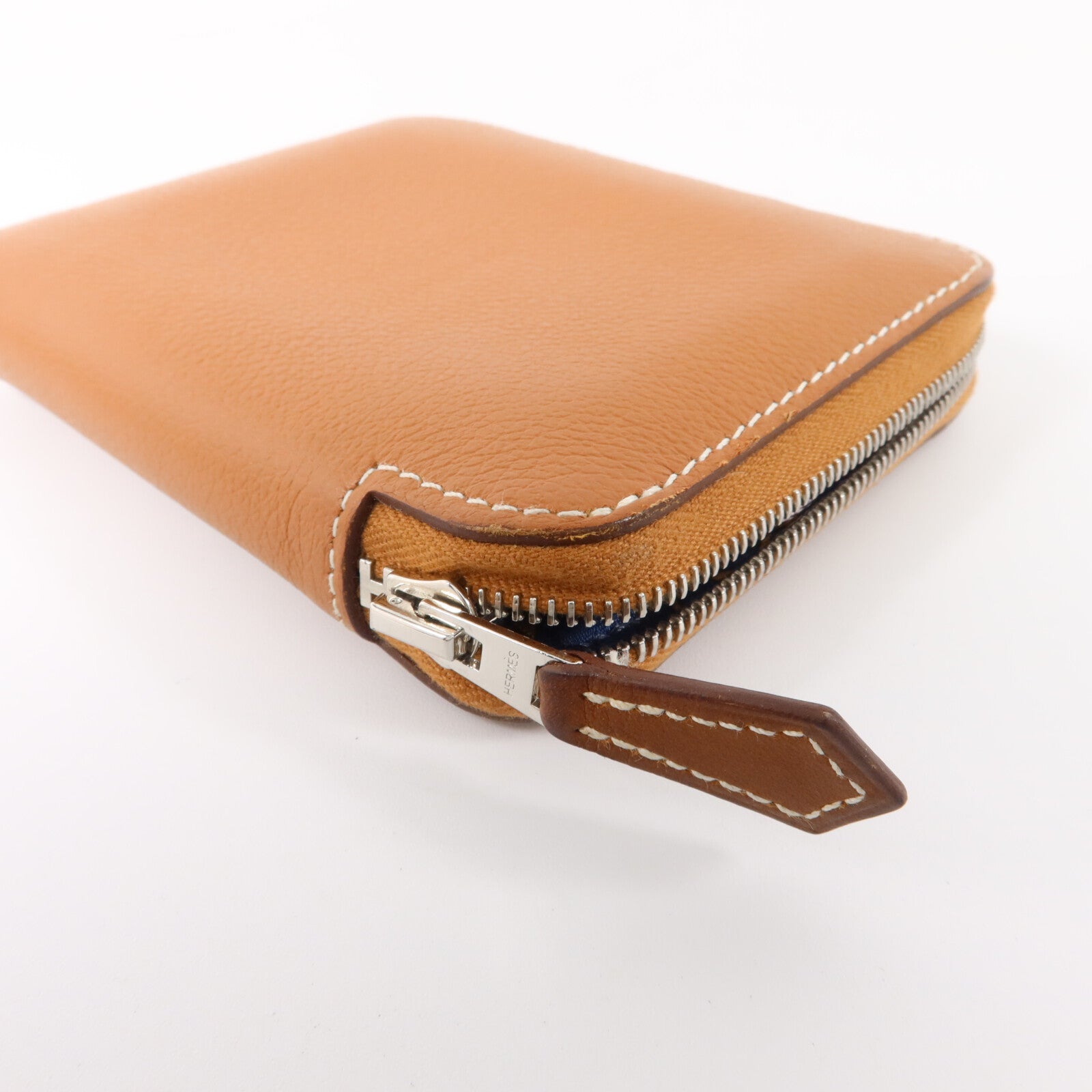 HERMES Evercolor皮革Silk In Compact銀扣錢包Gold