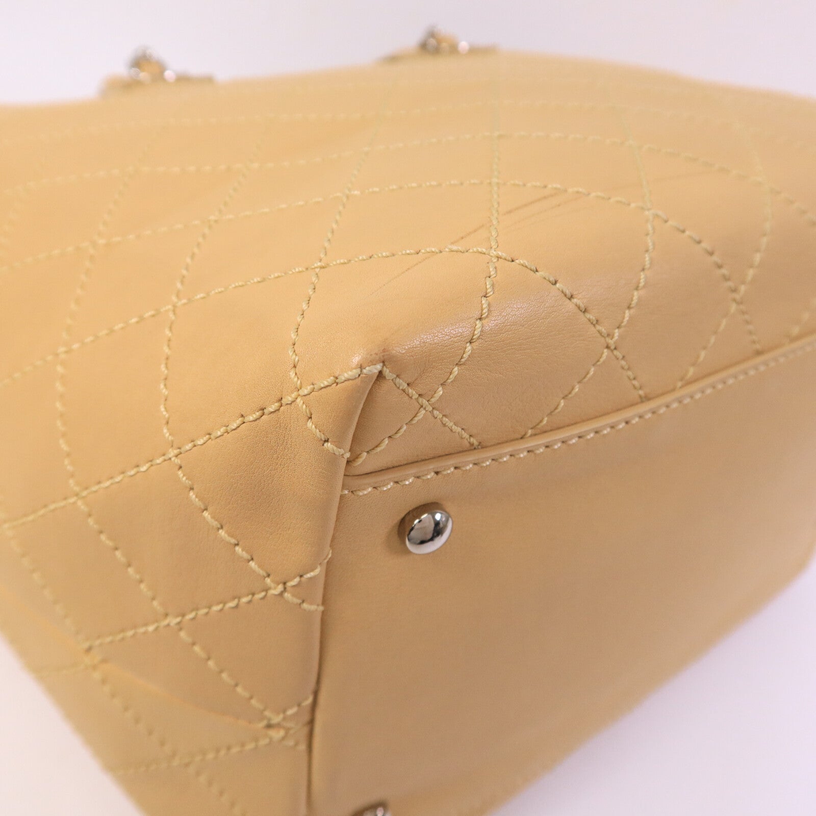 CHANEL 牛皮皮革Tote Bag鏈帶手挽袋