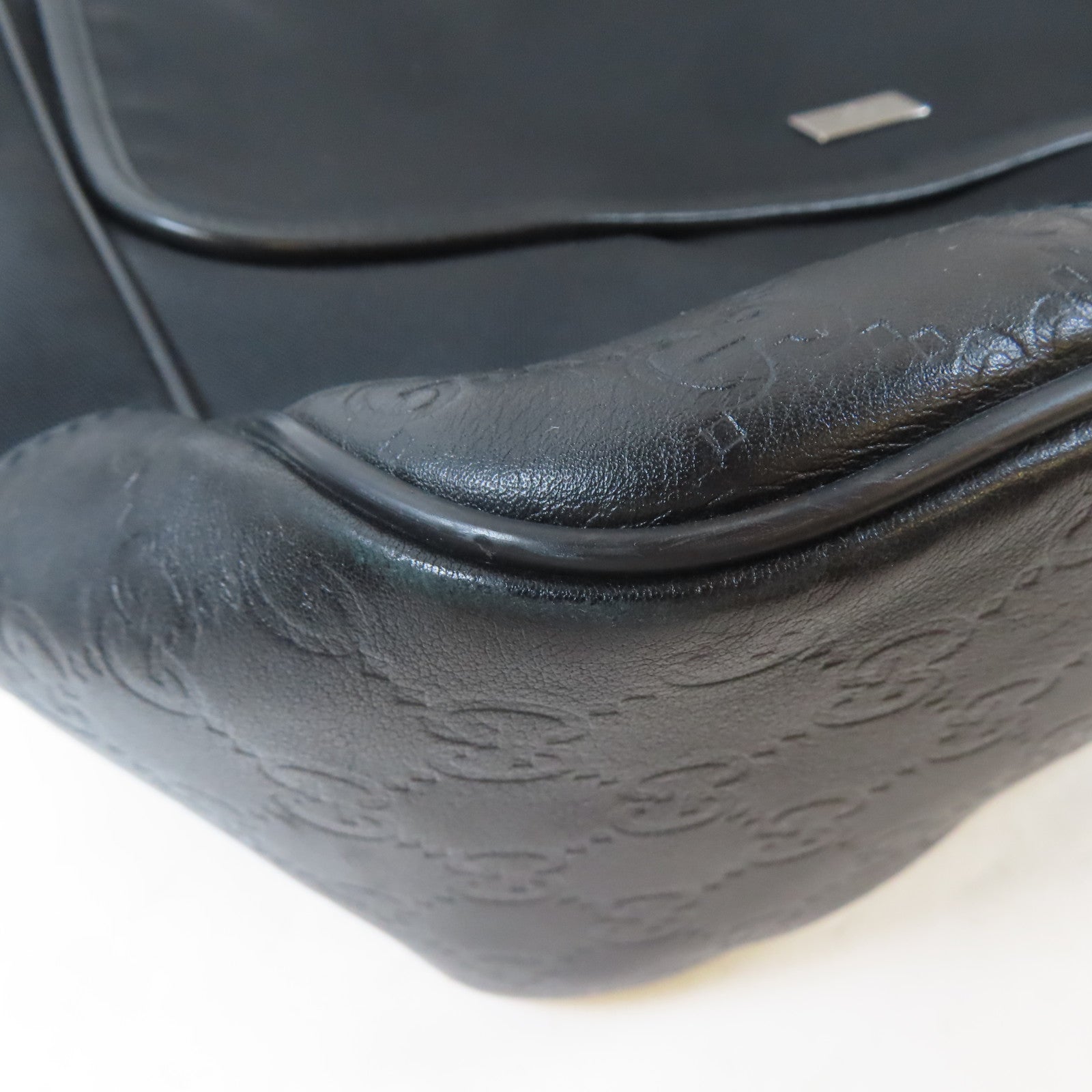GUCCI 尼龍Shoulder Bag銀扣肩背袋黑色