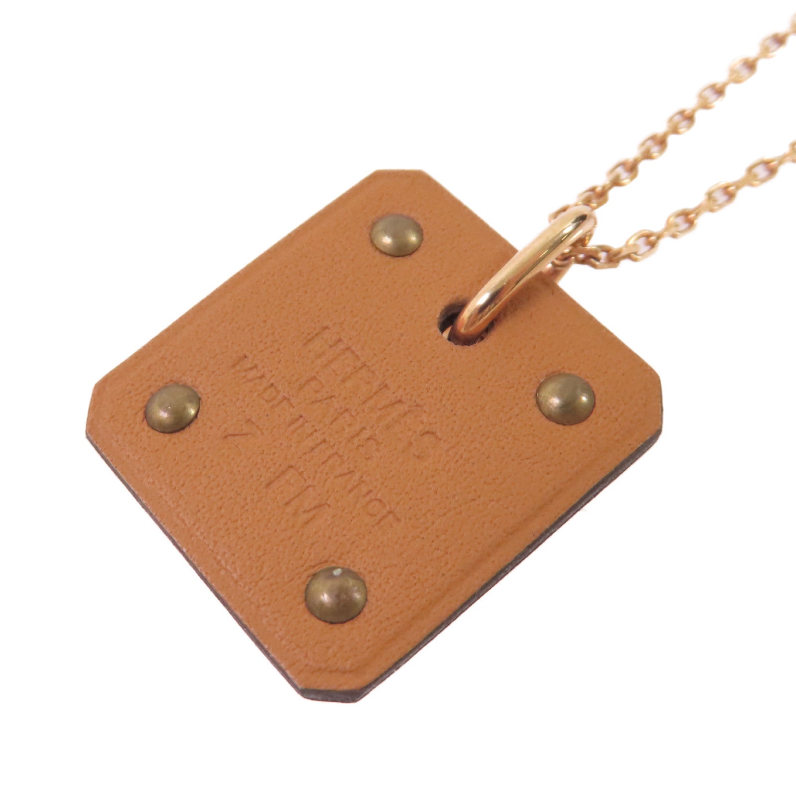 HERMES 金屬/Sweift皮革AS Decoeur Pendant Necklace金扣項鏈黑色/金色