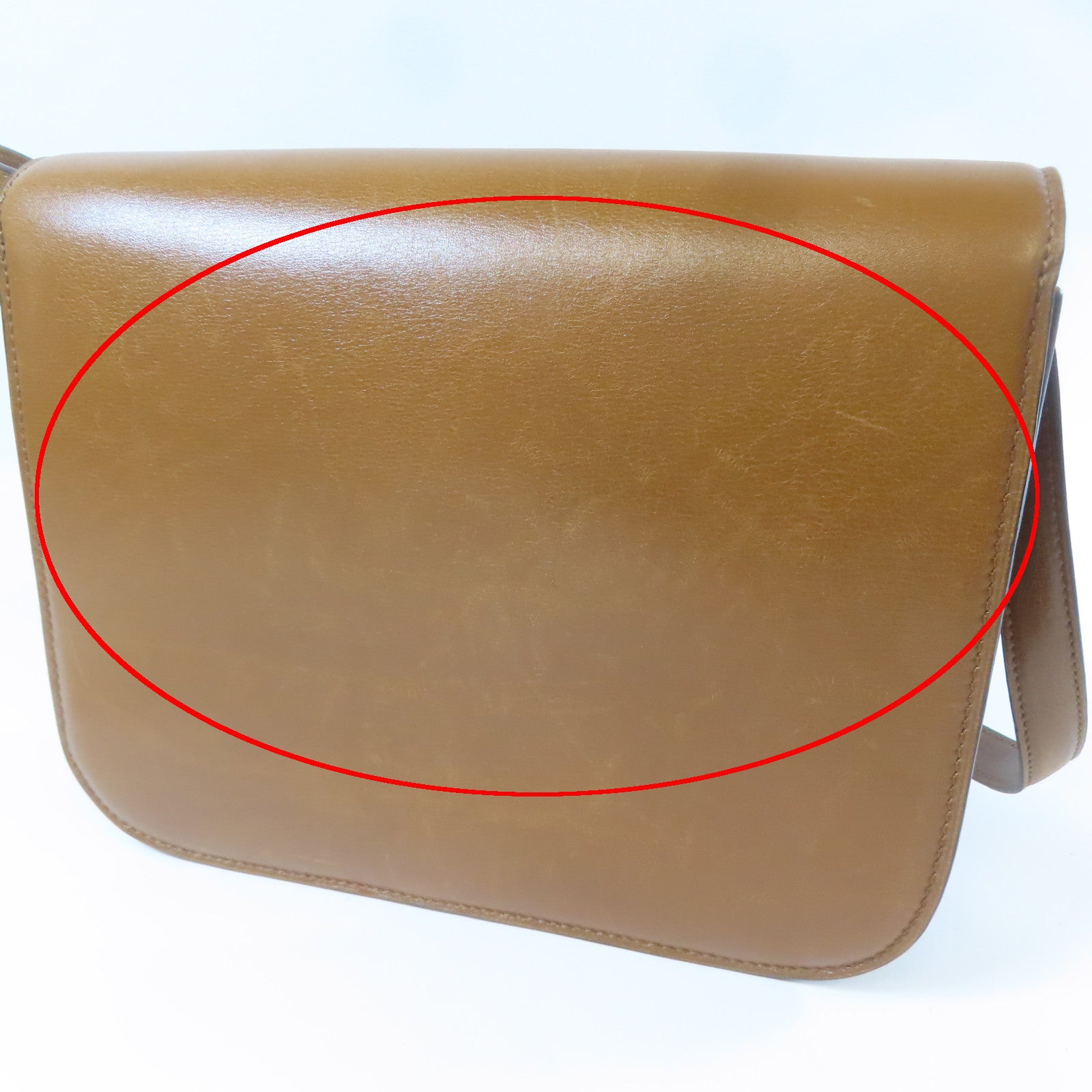 CELINE 牛皮皮革Box Shoulder Bag金扣肩背袋啡色