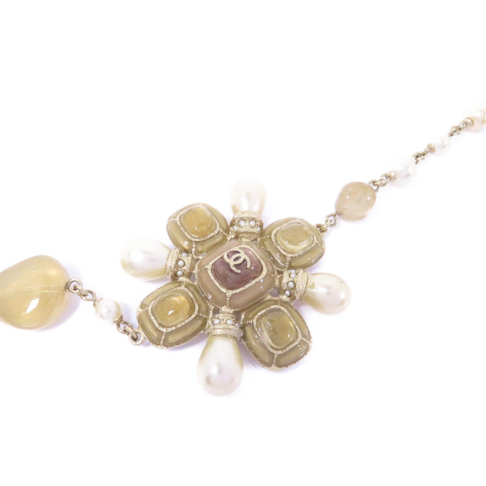 CHANEL PVC/金屬Necklace項鍊米色/金色