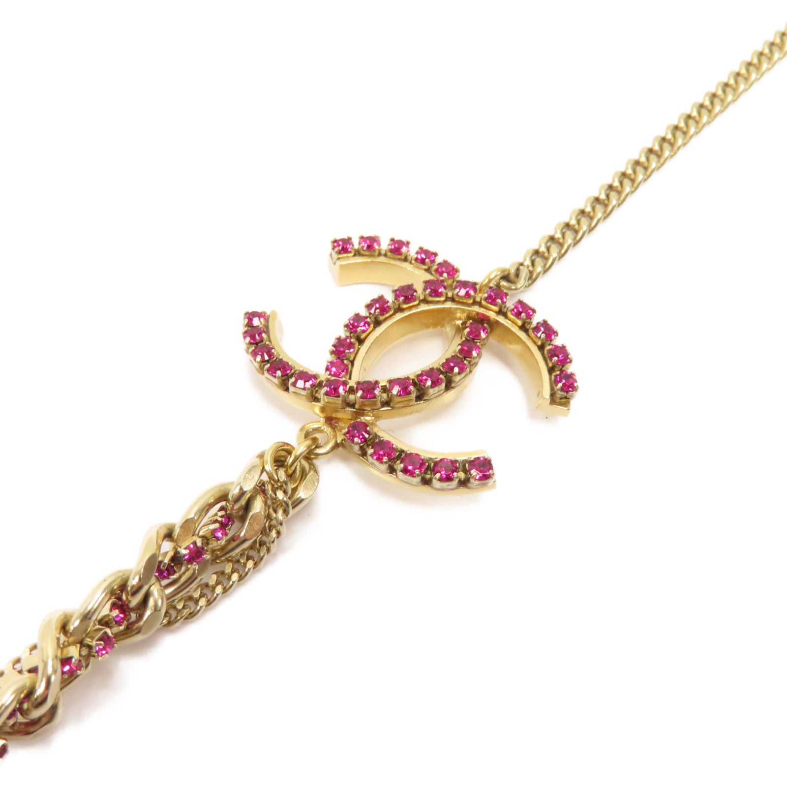 CHANEL 金屬/PVCNecklace項鍊金色/粉紅色