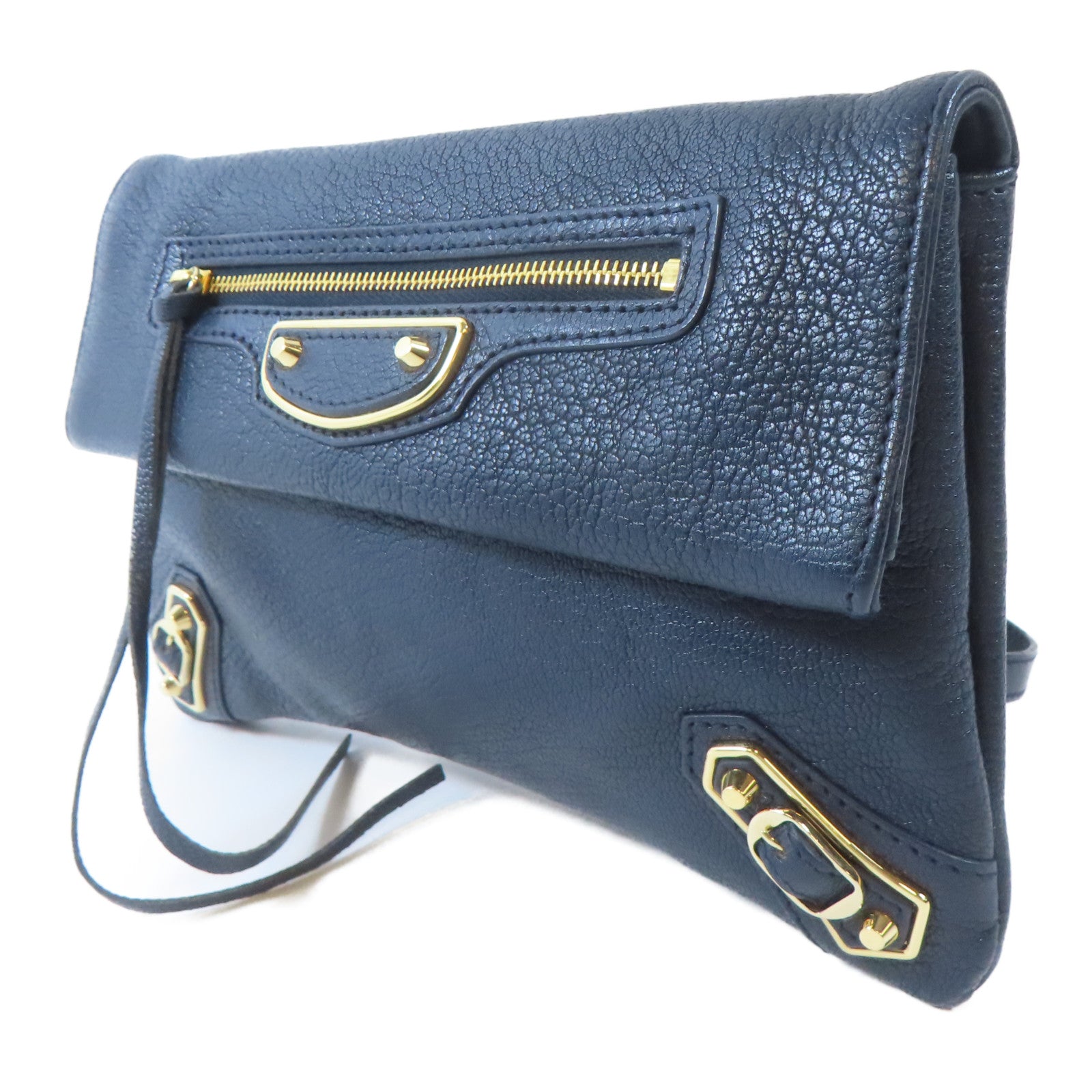 BALENCIAGA 牛皮皮革Shoulder Bag金扣肩背袋藍色
