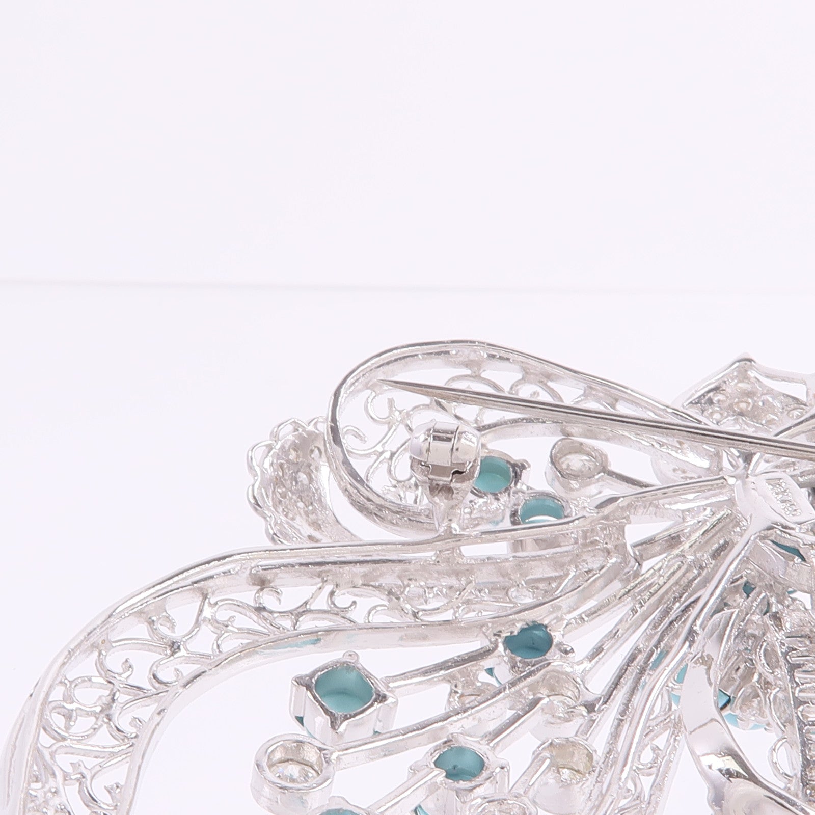 JEWELRY 18K白金Turquoise Diamond Brooch綠松石/鑽石胸針