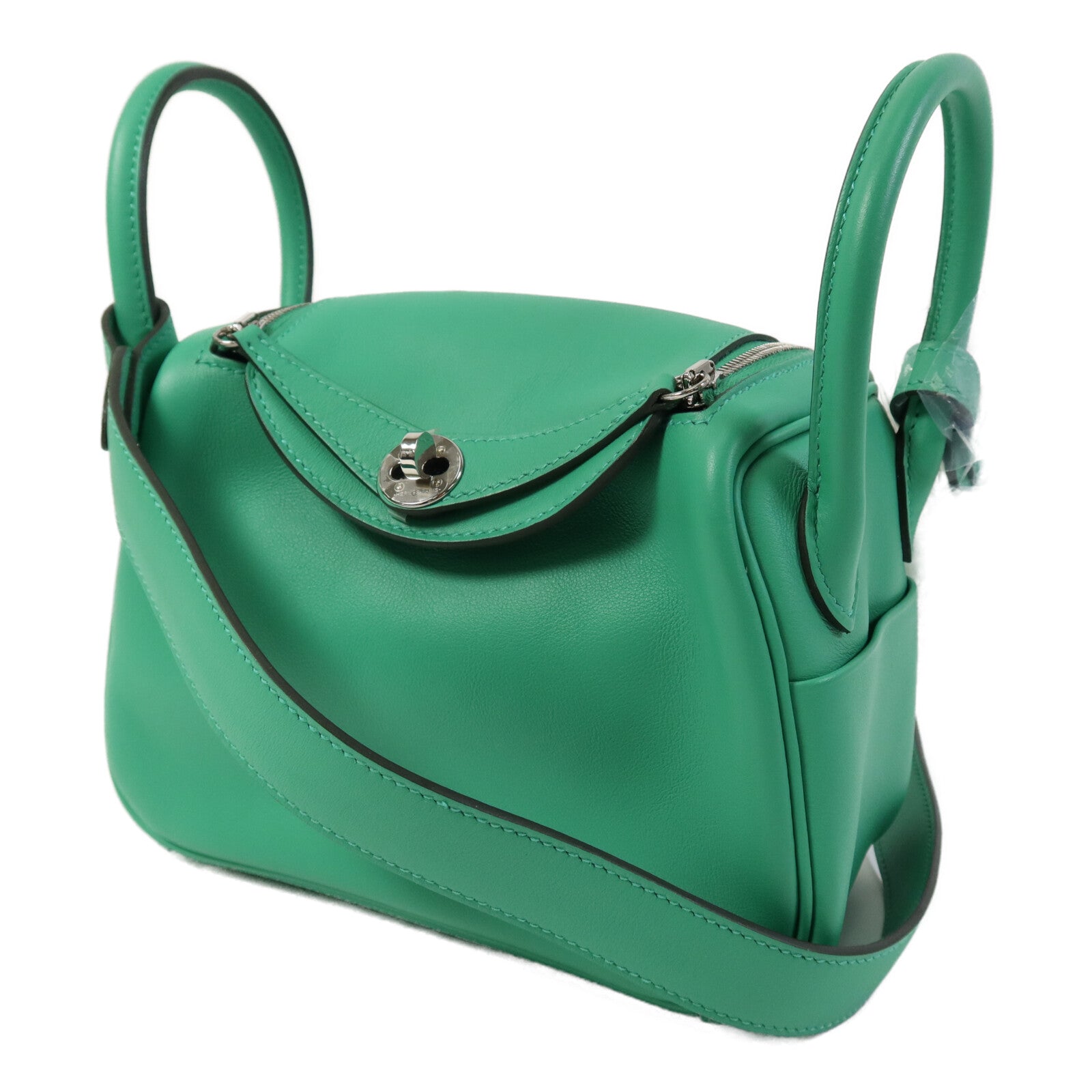 HERMES Swift皮革Mini Lindy金扣手挽肩背兩用袋Menthe