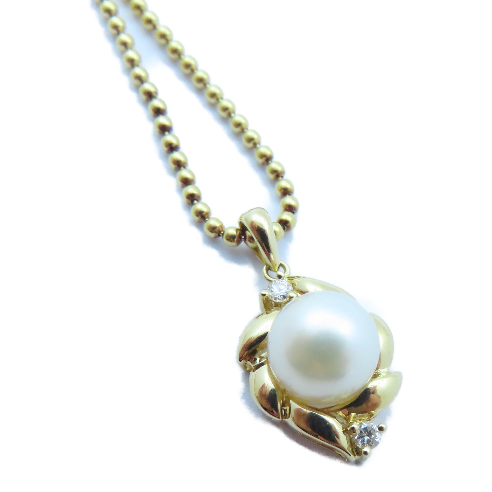 JEWELRY 【激減優惠】18K黃金Pearl/Diamond Necklace7.2g珍珠/0.06ct鑽石項鍊#40cm