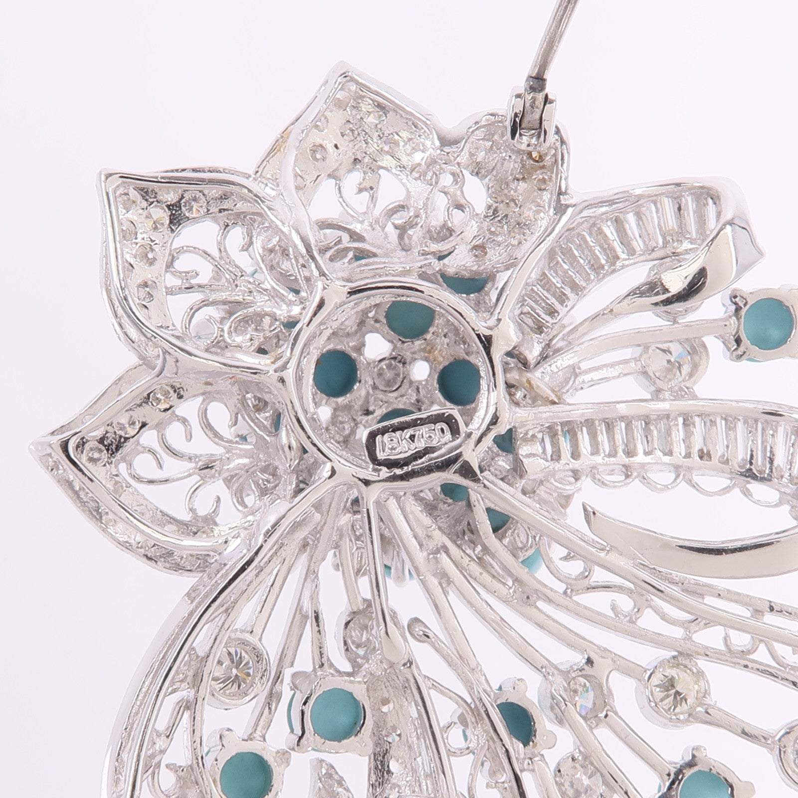 JEWELRY 18K白金Turquoise Diamond Brooch綠松石/鑽石胸針