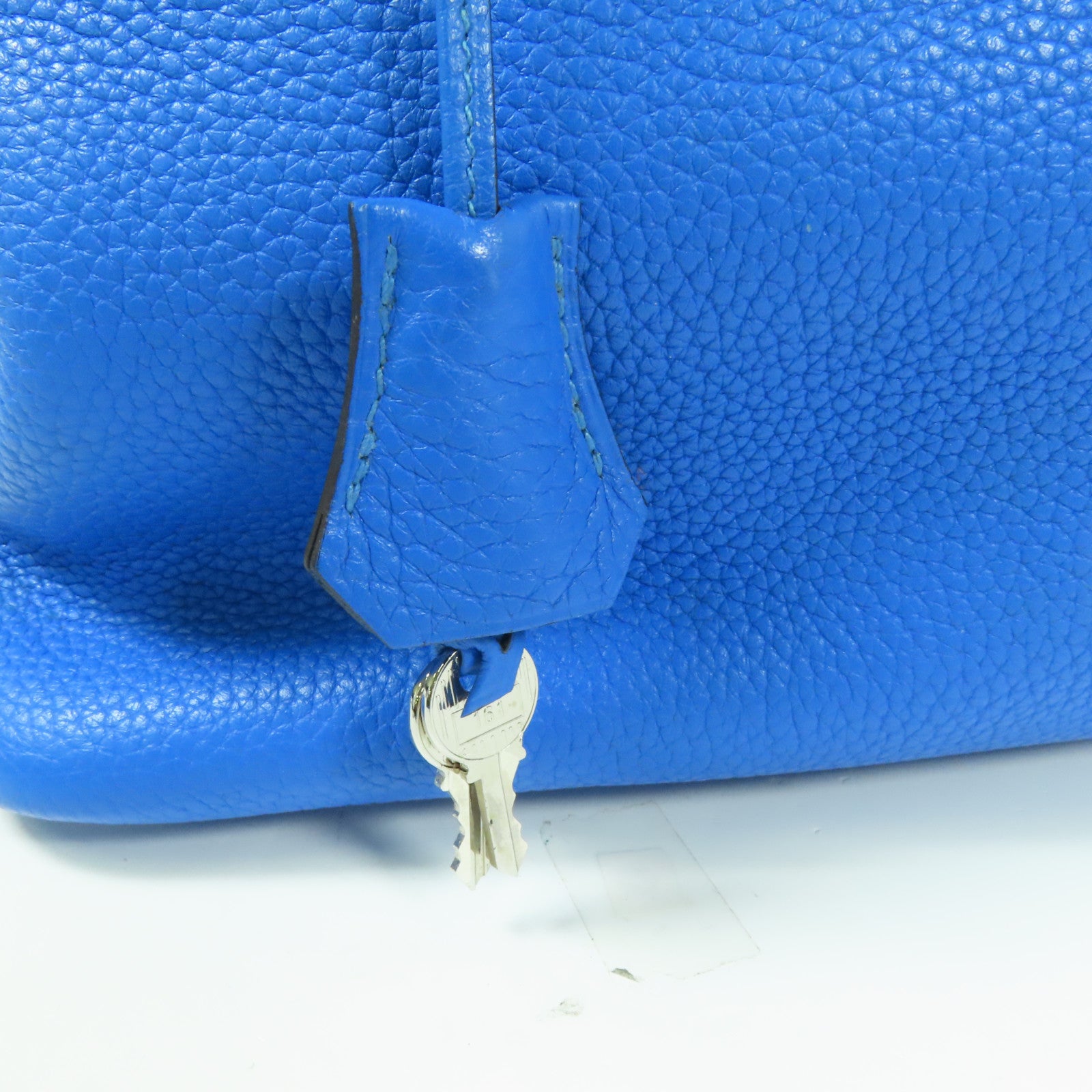 HERMES Clemence皮革Bolide 31銀扣手挽肩背兩用袋/Bleu Zanzibar