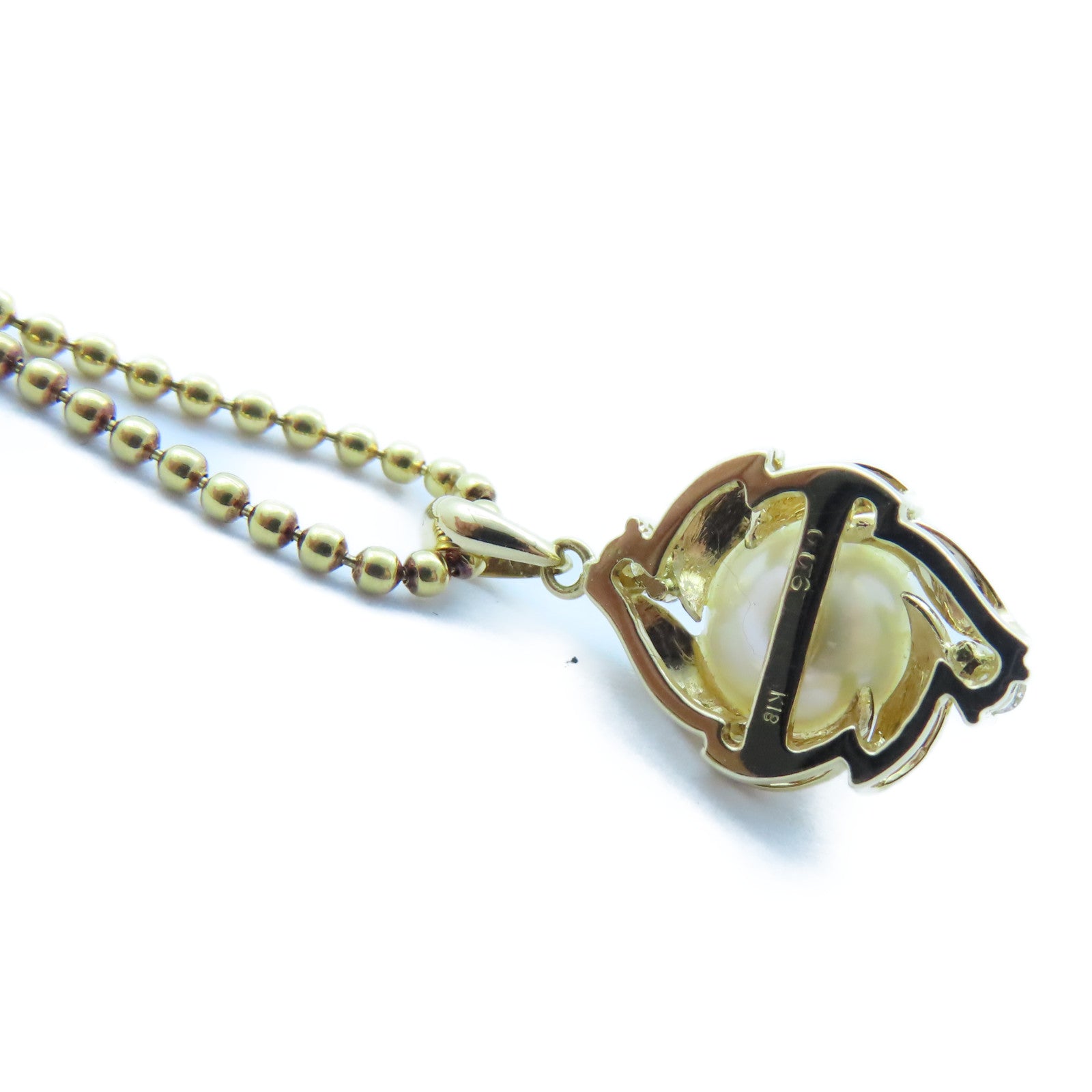 JEWELRY 【激減優惠】18K黃金Pearl/Diamond Necklace7.2g珍珠/0.06ct鑽石項鍊#40cm