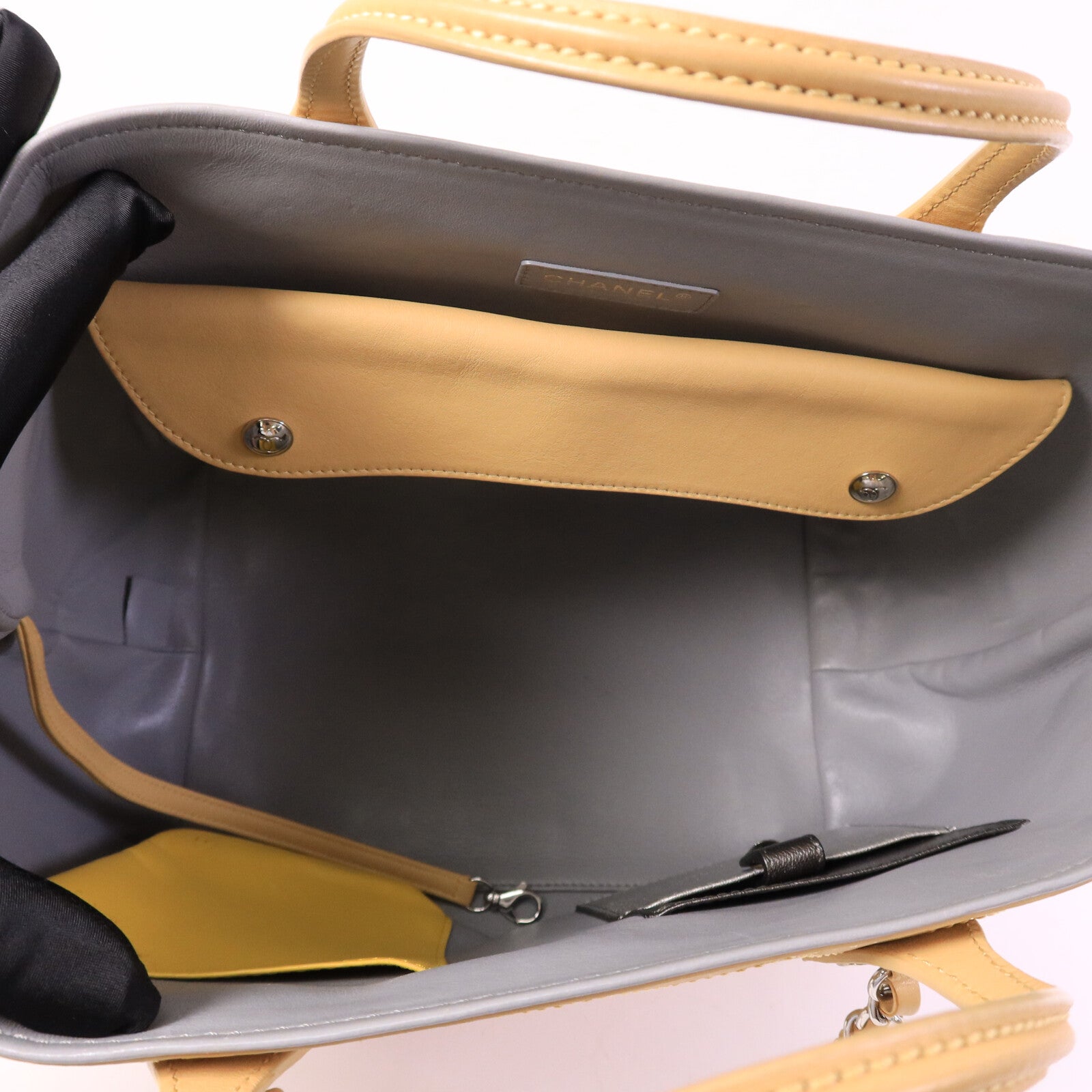 CHANEL 牛皮皮革Tote Bag鏈帶手挽袋