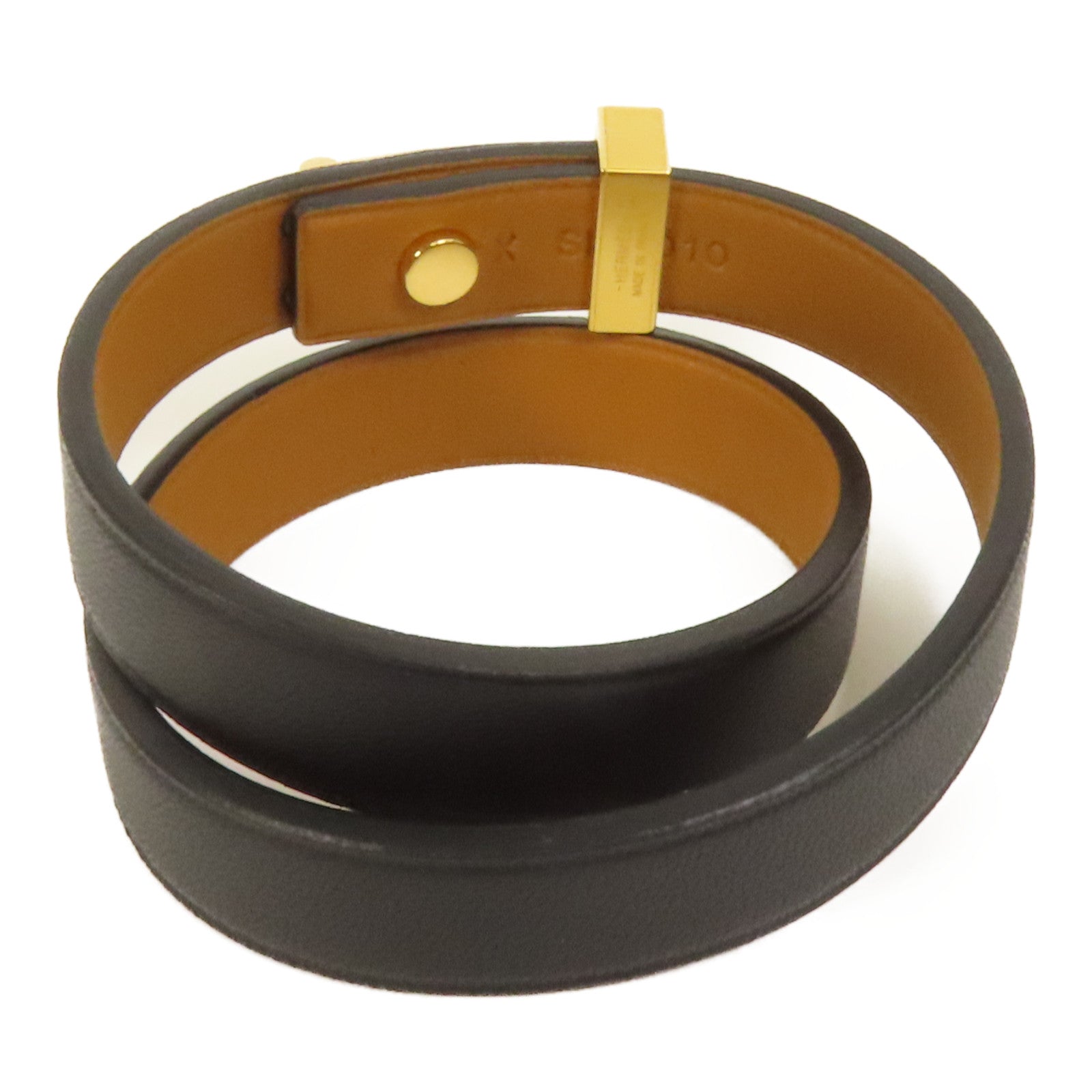 HERMES Swift皮革Mini Dog Bracelet金扣手帶