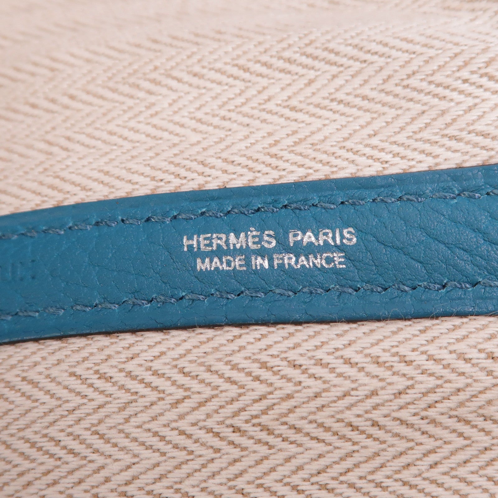 HERMES Negonda皮革Garden Party PM銀扣手挽袋Bleu Izmir