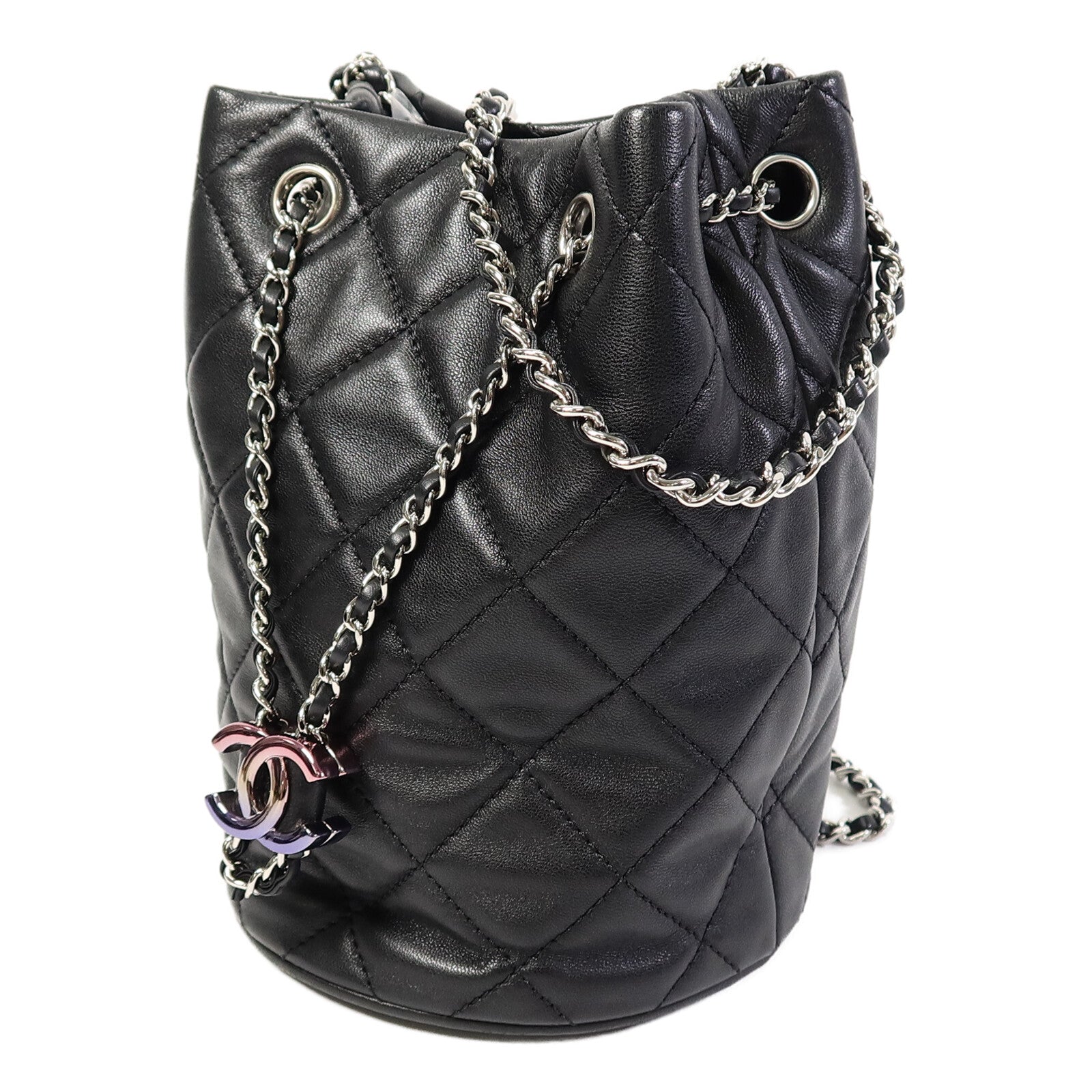 CHANEL 【激減優惠】羊皮皮革Bucket Bag鏈帶肩背袋