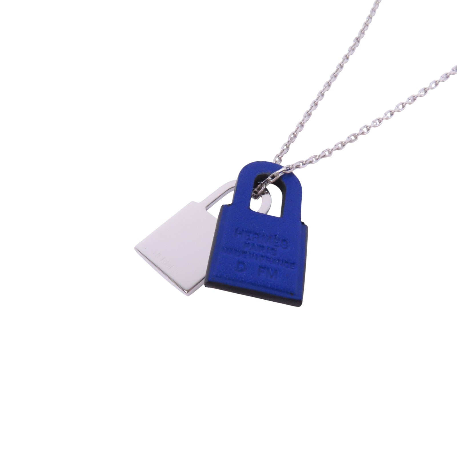 HERMES 牛皮皮革O'Kelly Necklace銀扣項鏈