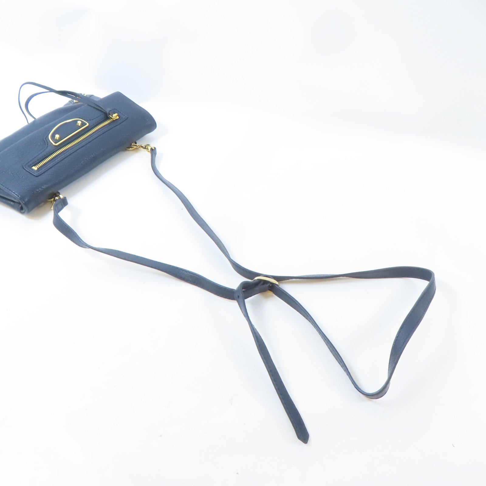 BALENCIAGA 牛皮皮革Shoulder Bag金扣肩背袋藍色