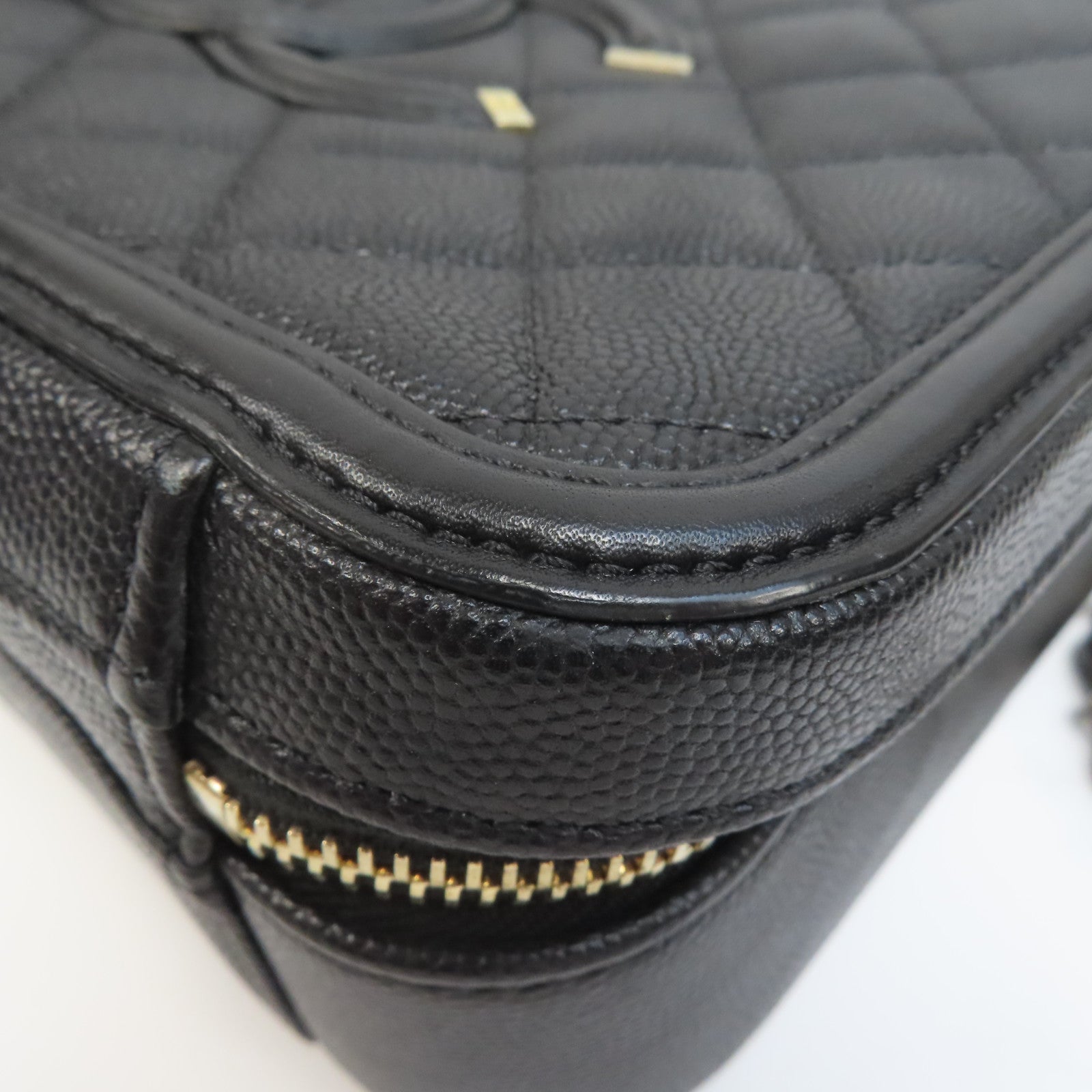 CHANEL 【激減優惠】菱格Caviar皮革Vanity Case金扣手挽肩背兩用袋黑色